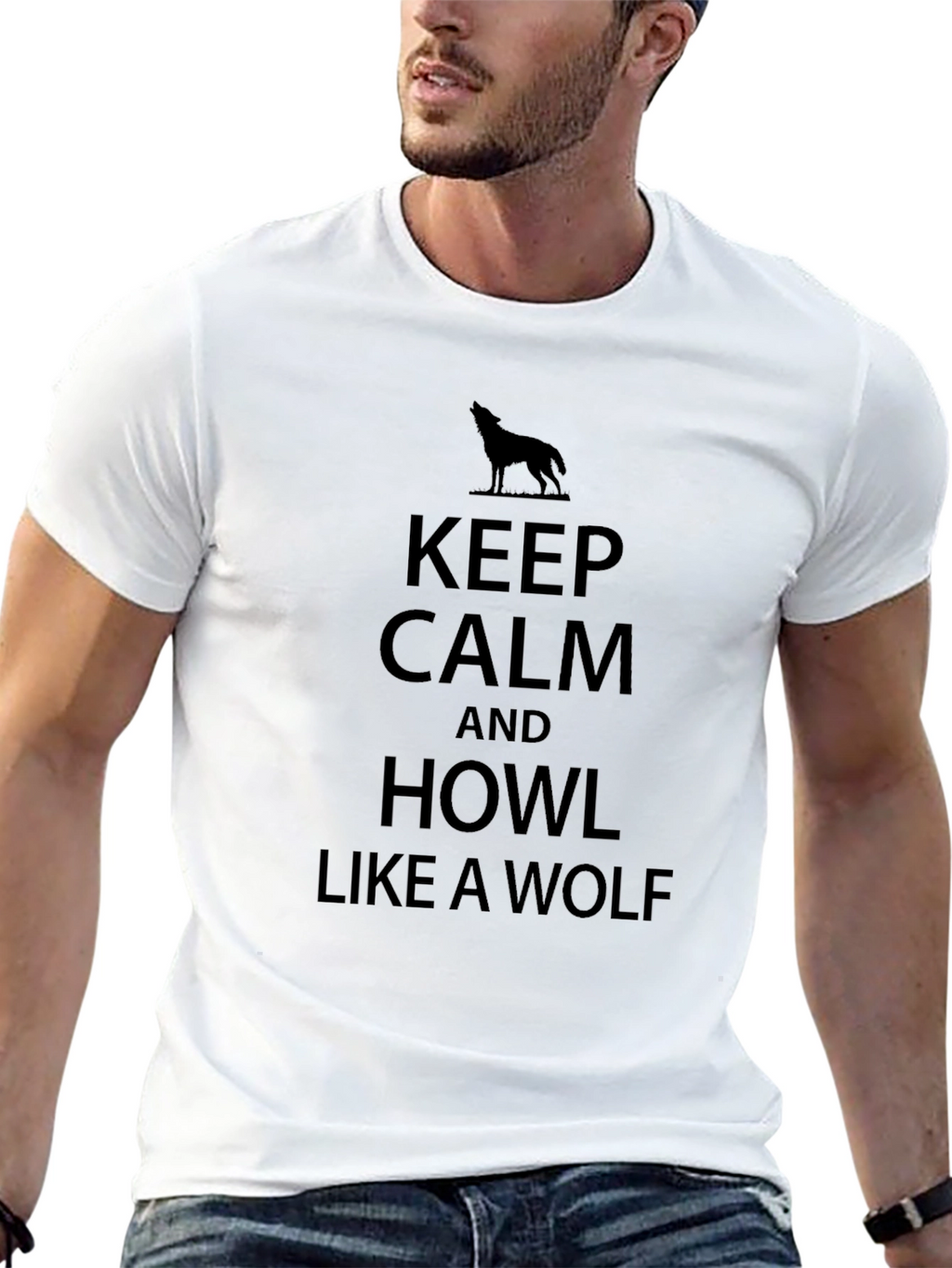 Keep Calm Howl Like a Wolf Black T-Shirt