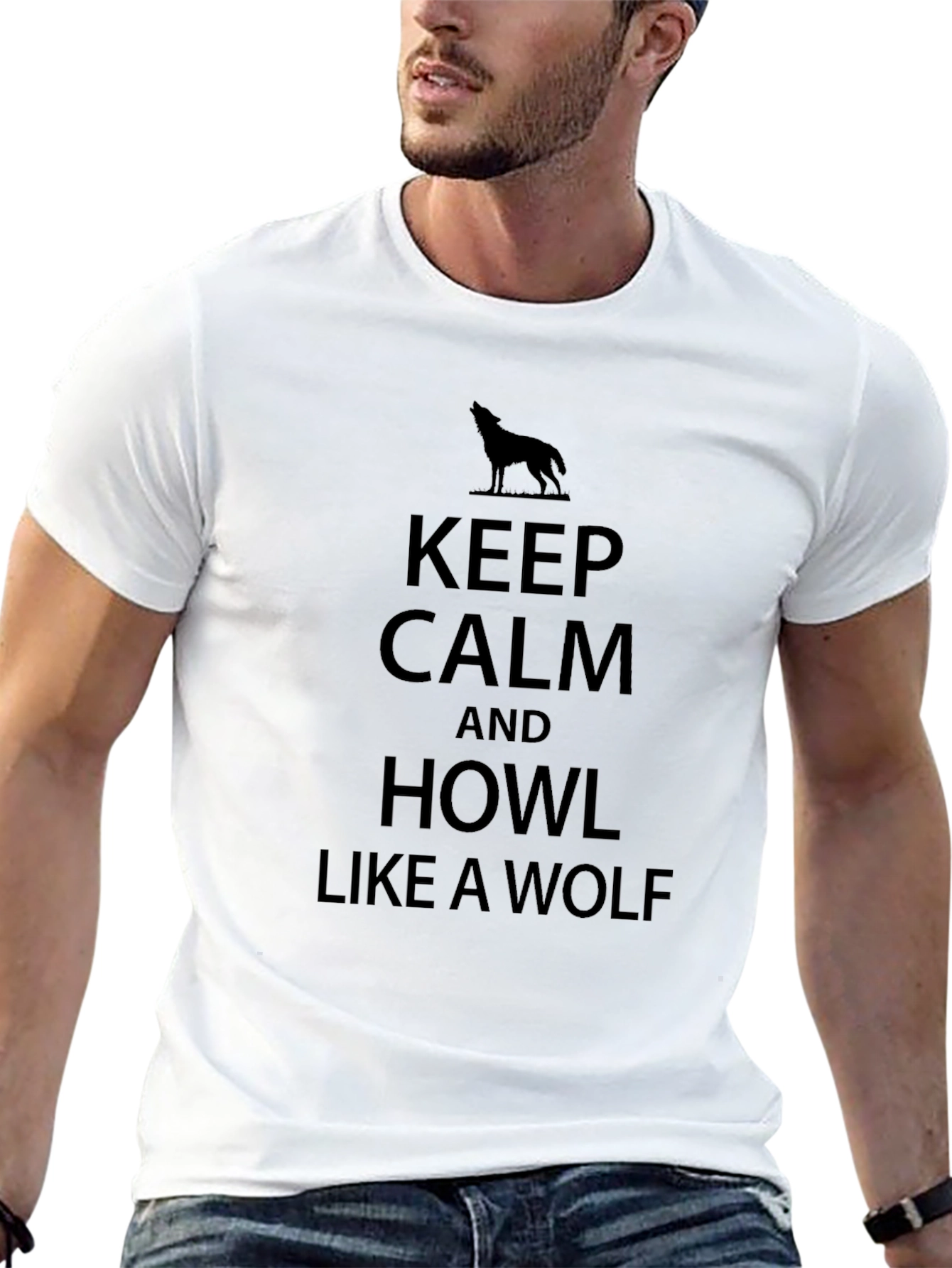 Keep Calm Howl Like a Wolf Black T-Shirt