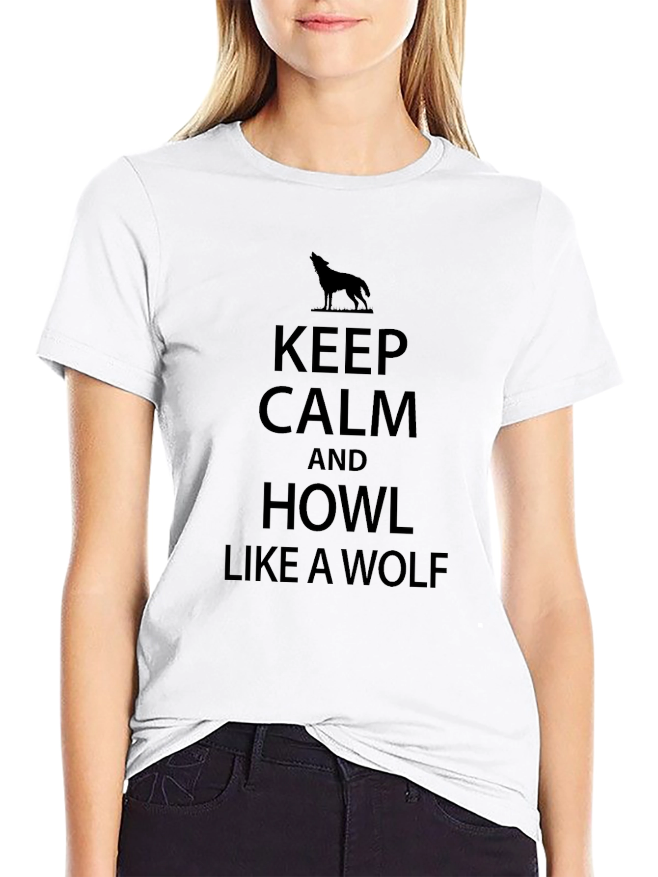 Keep Calm Howl Like a Wolf Black T-Shirt