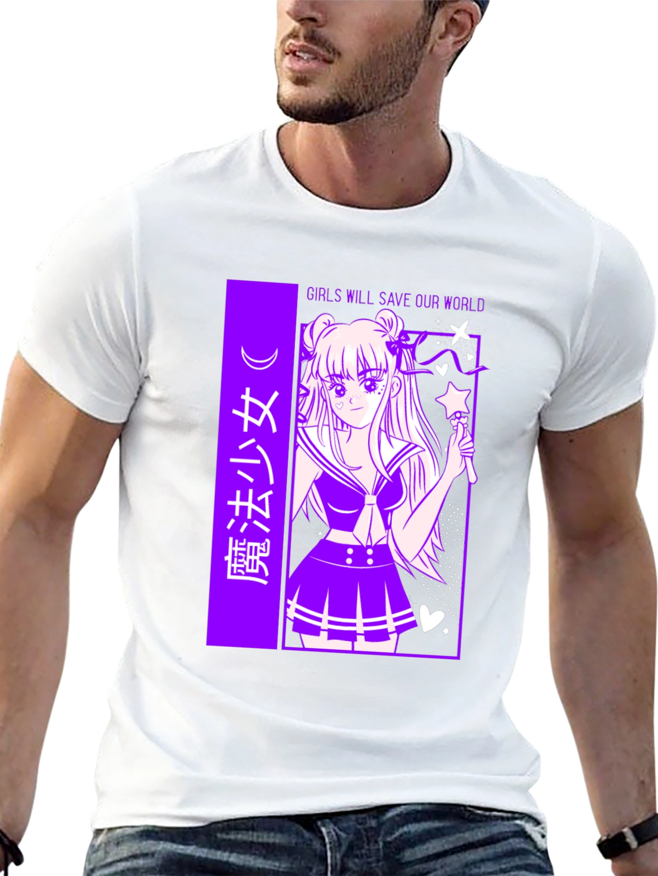 Anime Graphic T-Shirt - Girls Save Our World
