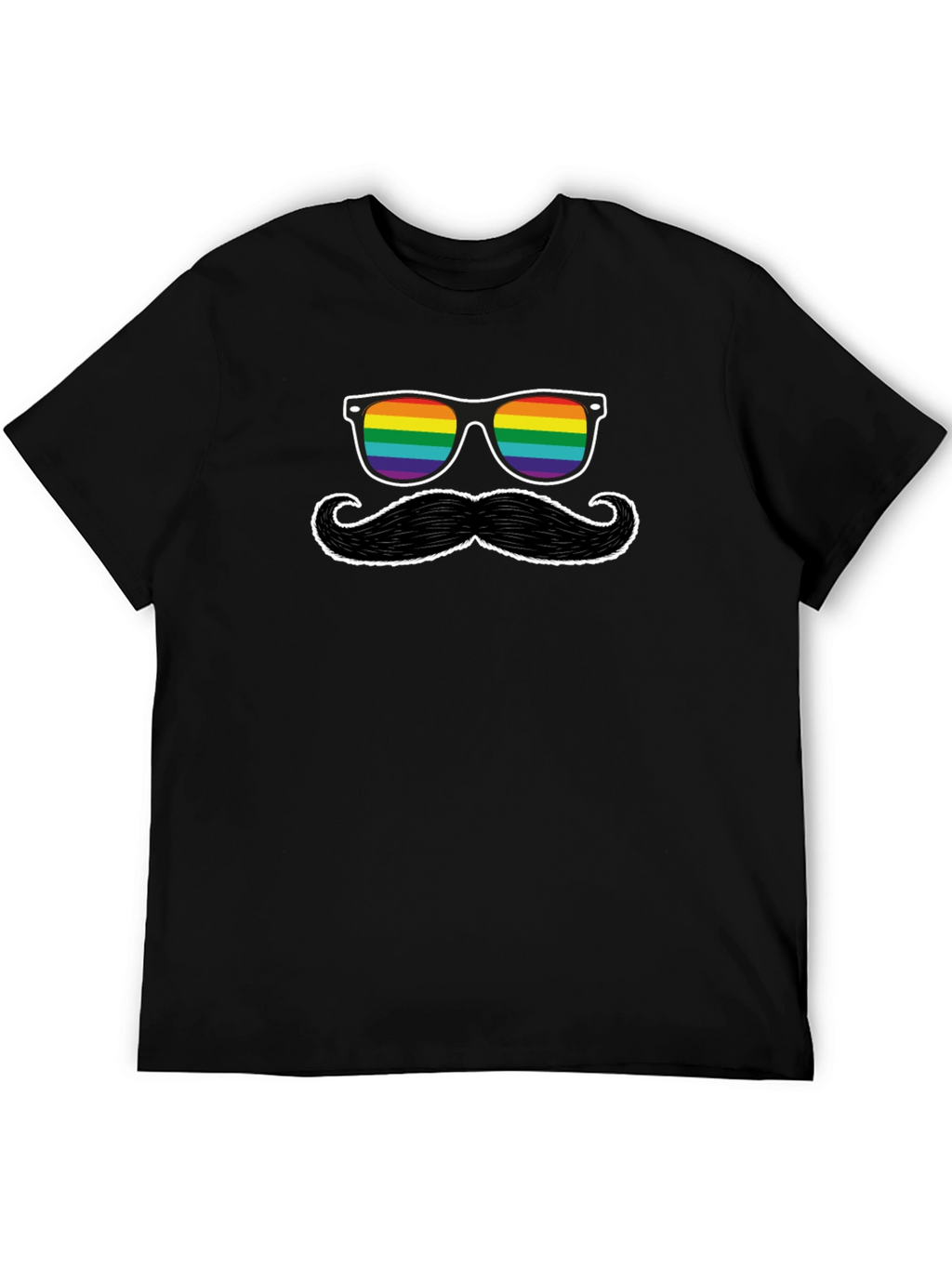 Rainbow Sunglasses and Mustache Graphic Tee