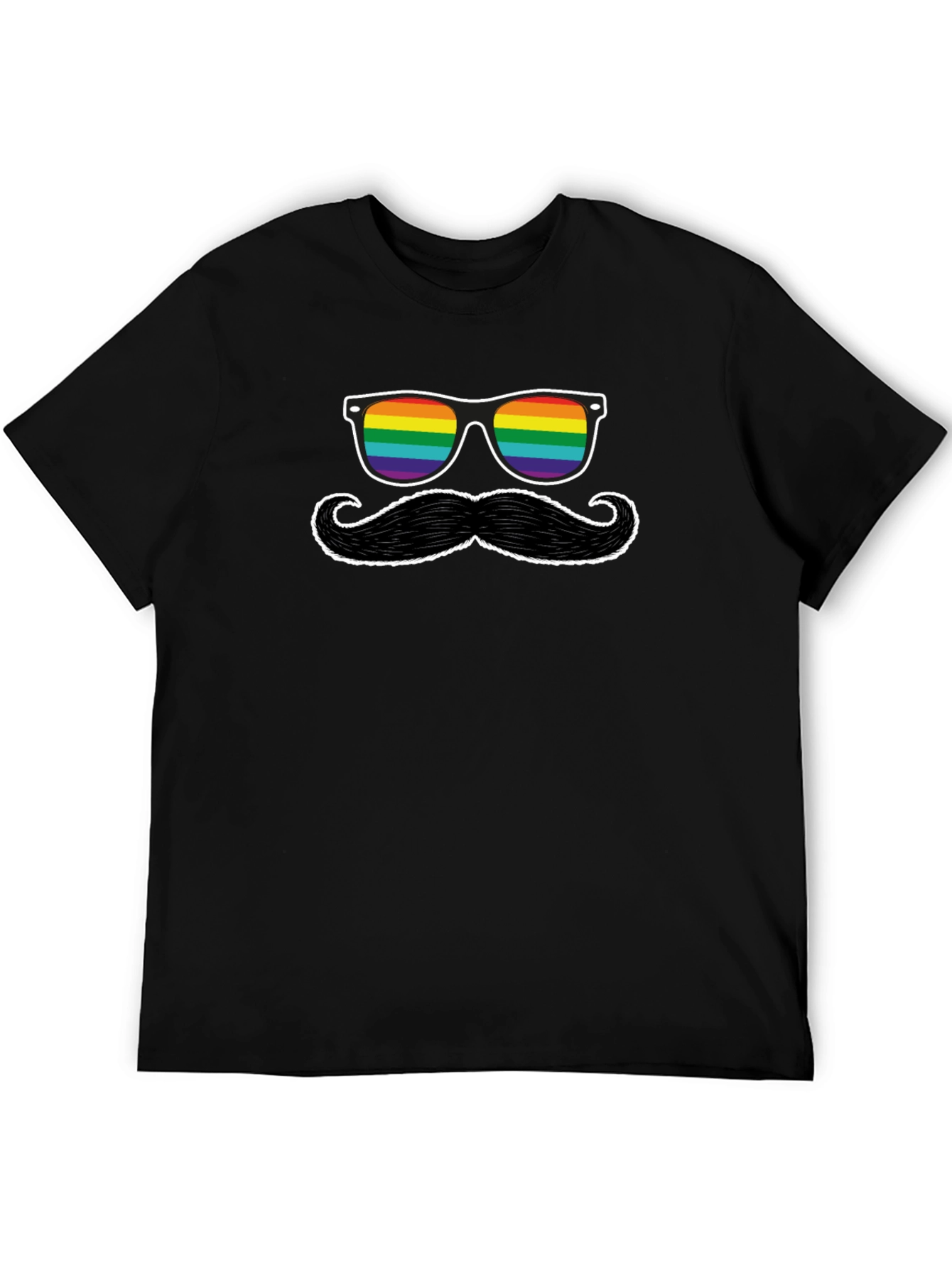 Rainbow Sunglasses and Mustache Graphic Tee