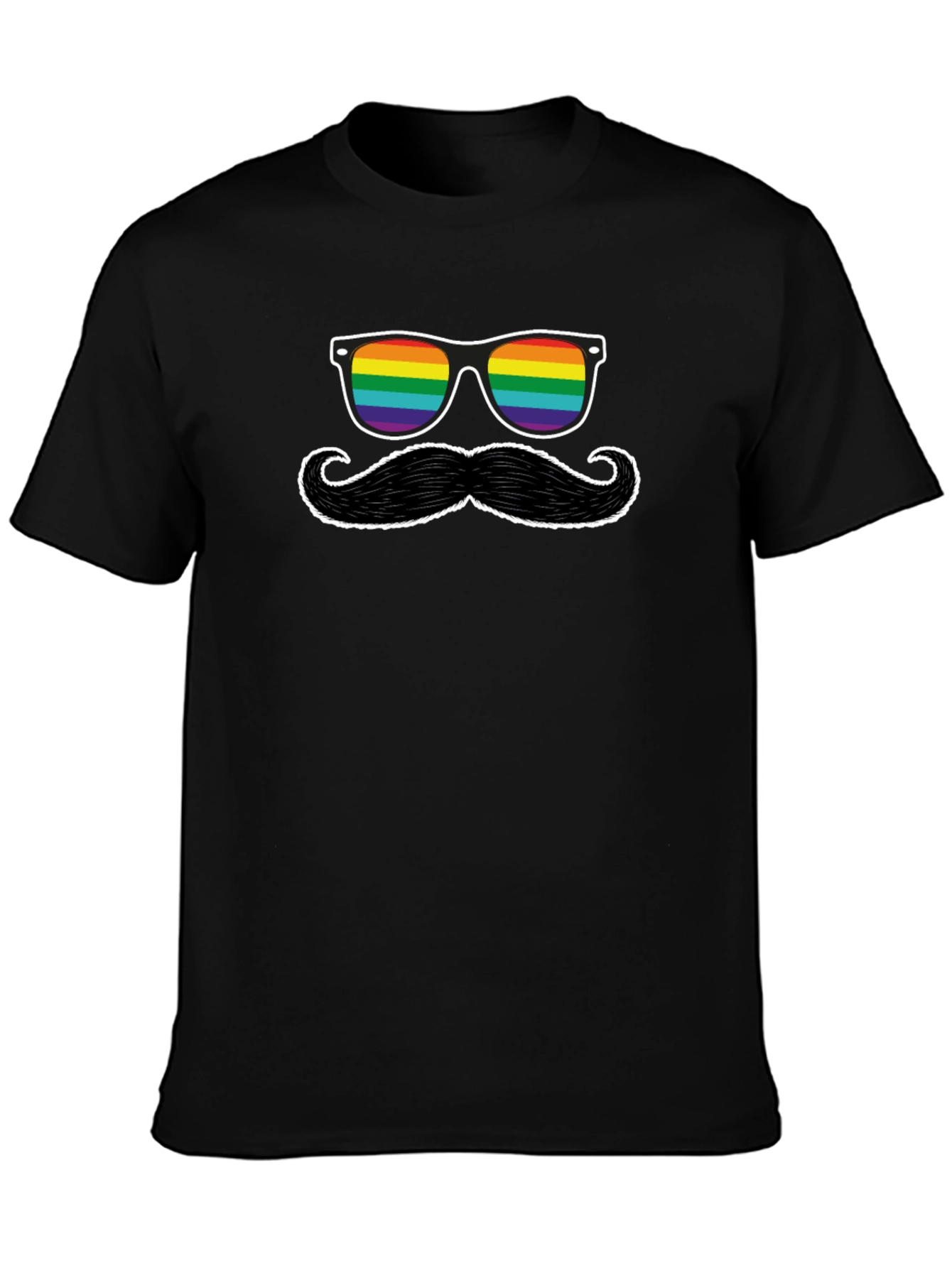 Rainbow Sunglasses and Mustache Graphic Tee