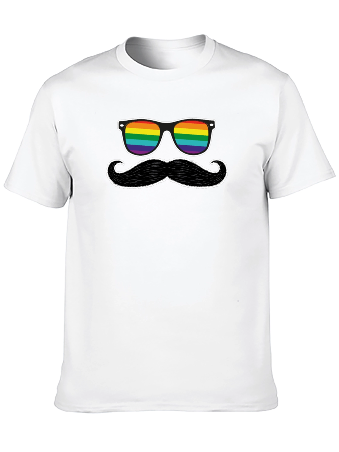Rainbow Sunglasses and Mustache Graphic Tee
