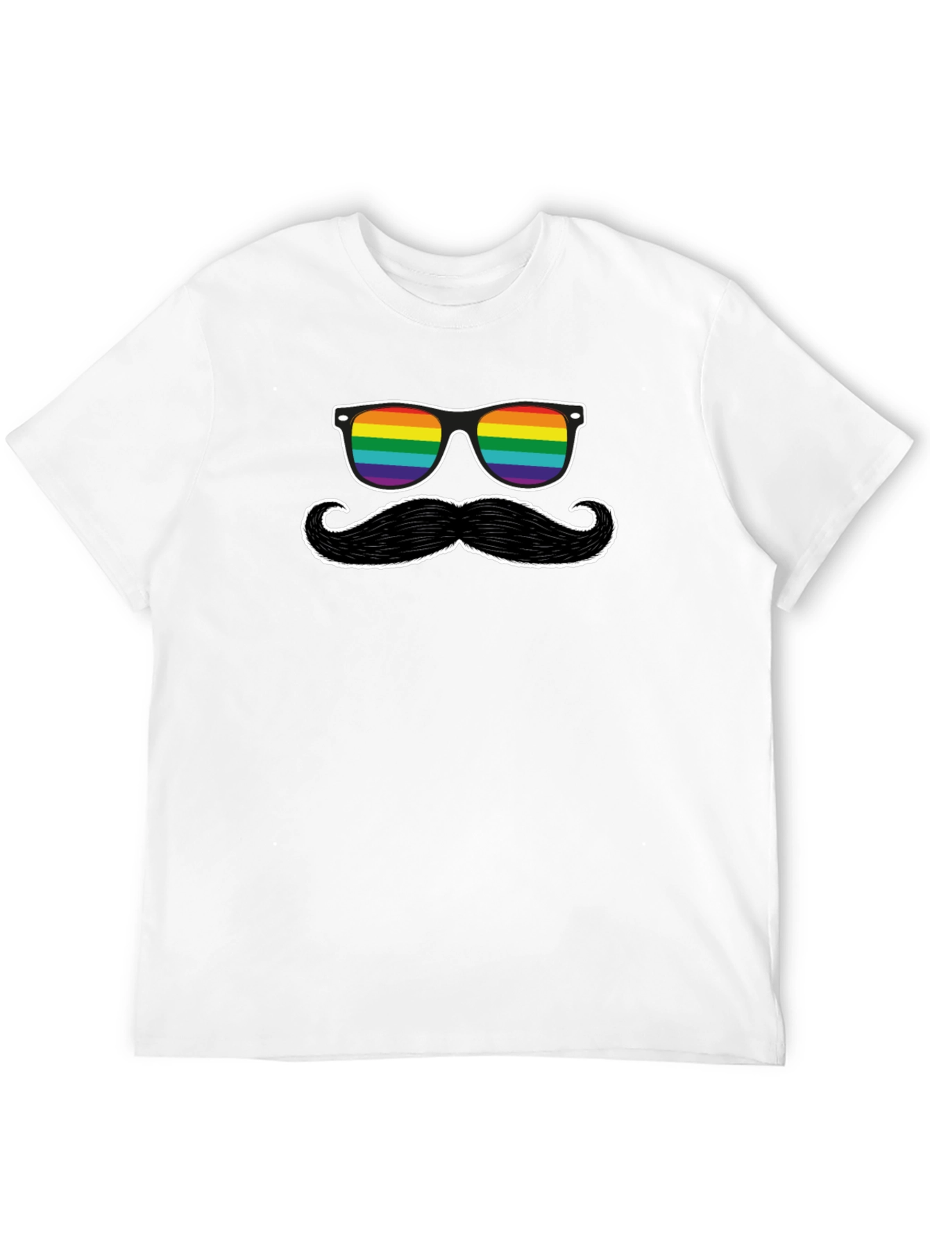 Rainbow Sunglasses and Mustache Graphic Tee