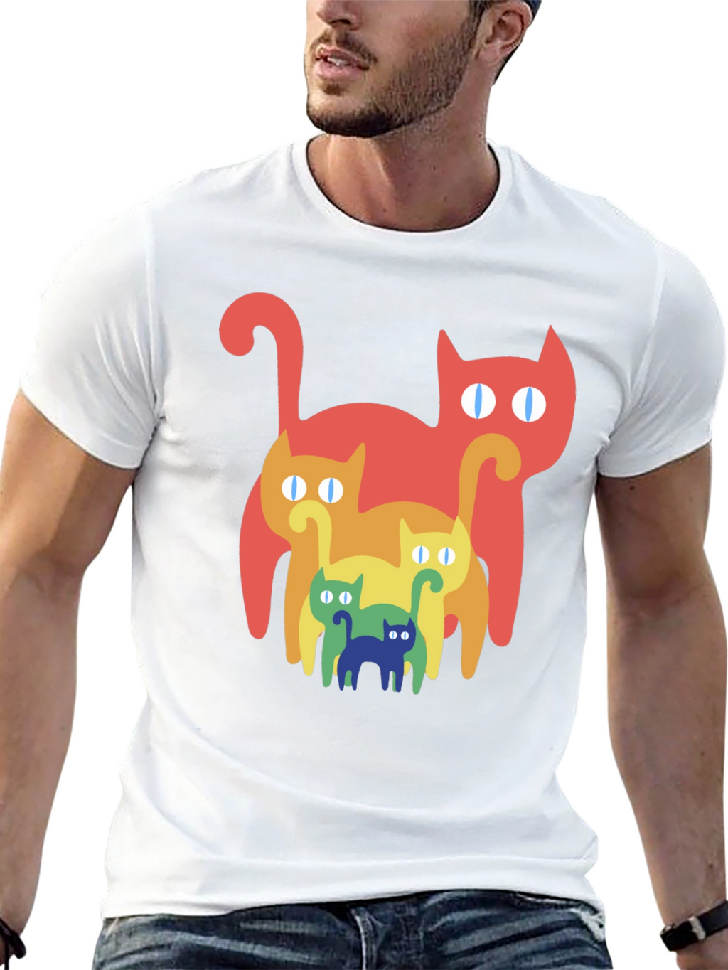 Retro Rainbow Cat T-Shirt
