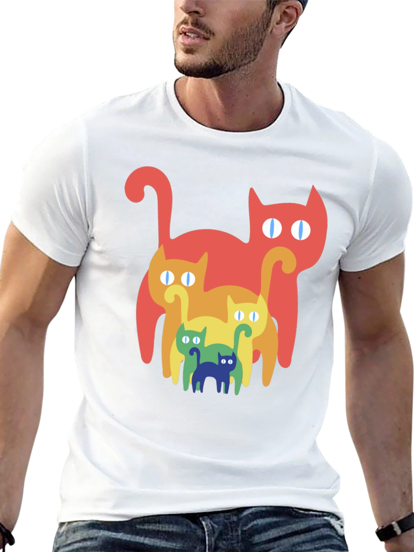 Retro Rainbow Cat T-Shirt
