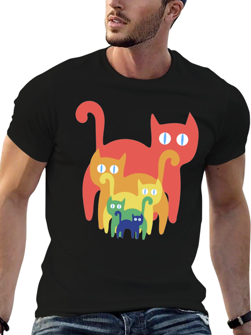 Retro Rainbow Cat T-Shirt