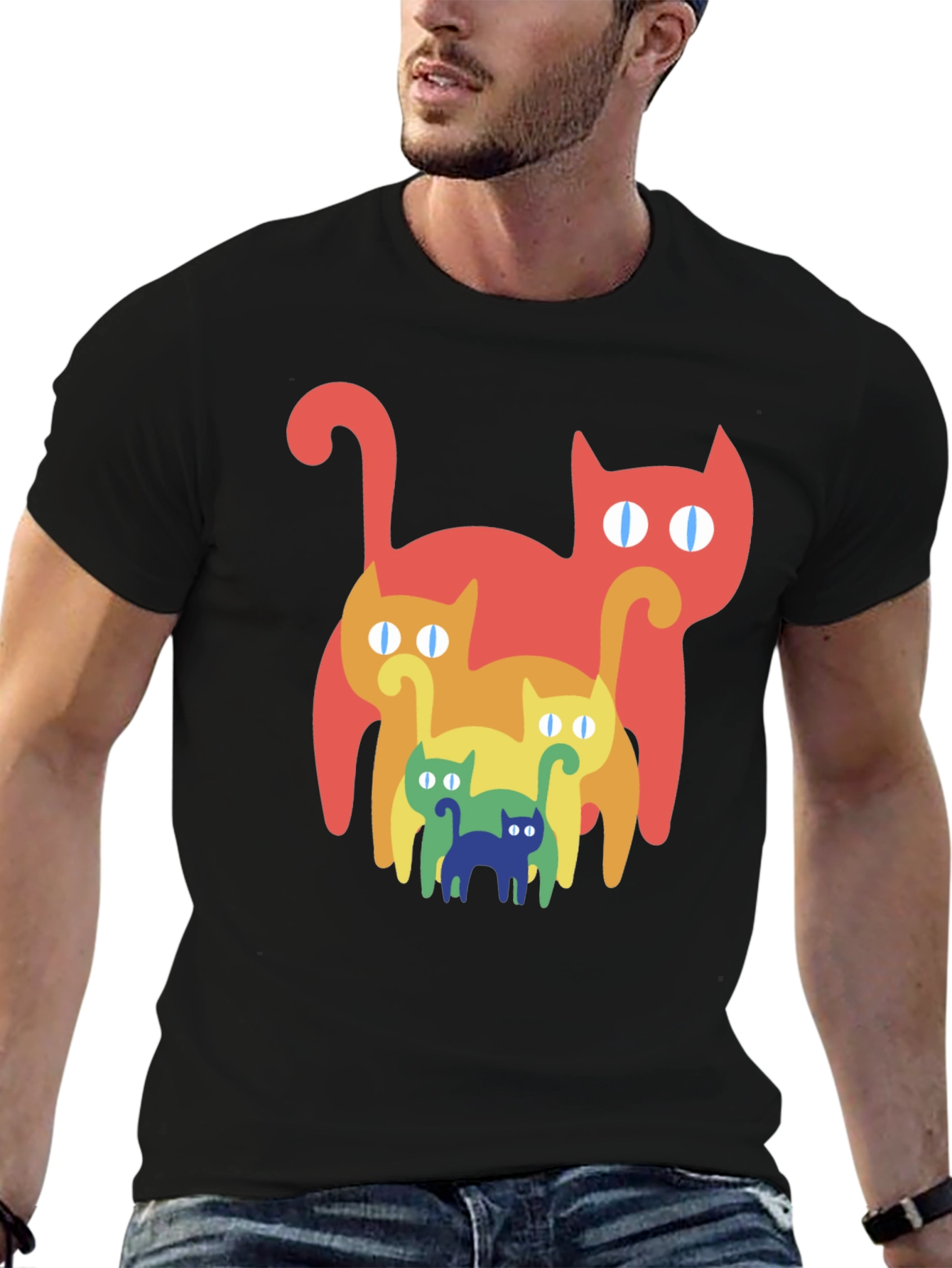 Retro Rainbow Cat T-Shirt