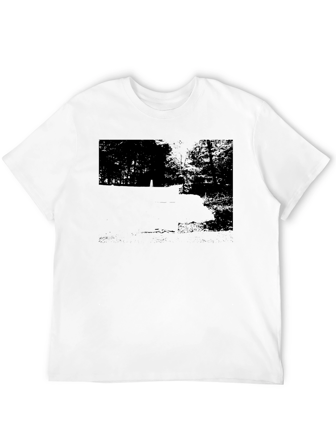 Mens Black Graphic Tee - Nature Scene