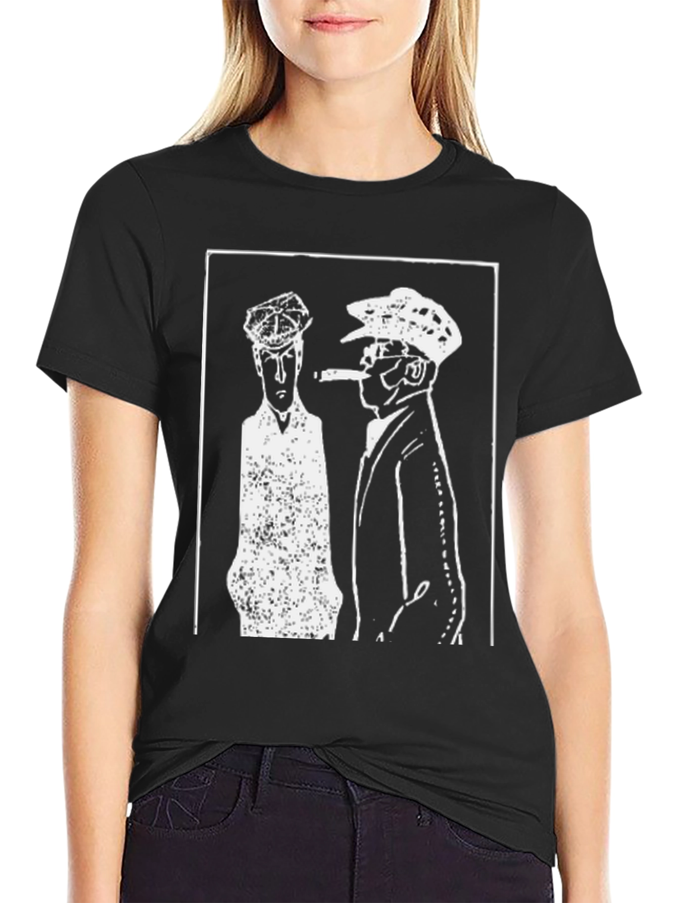 Retro Black T-Shirt with Gangster Print
