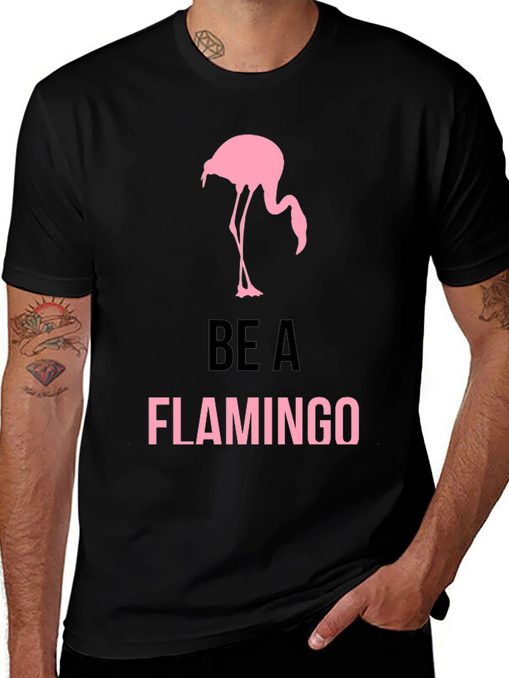 Be a Flamingo T-Shirt - Mens Black Graphic Tee