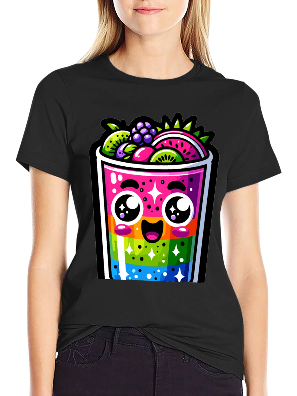 Kawaii Rainbow Fruit Smoothie T-Shirt