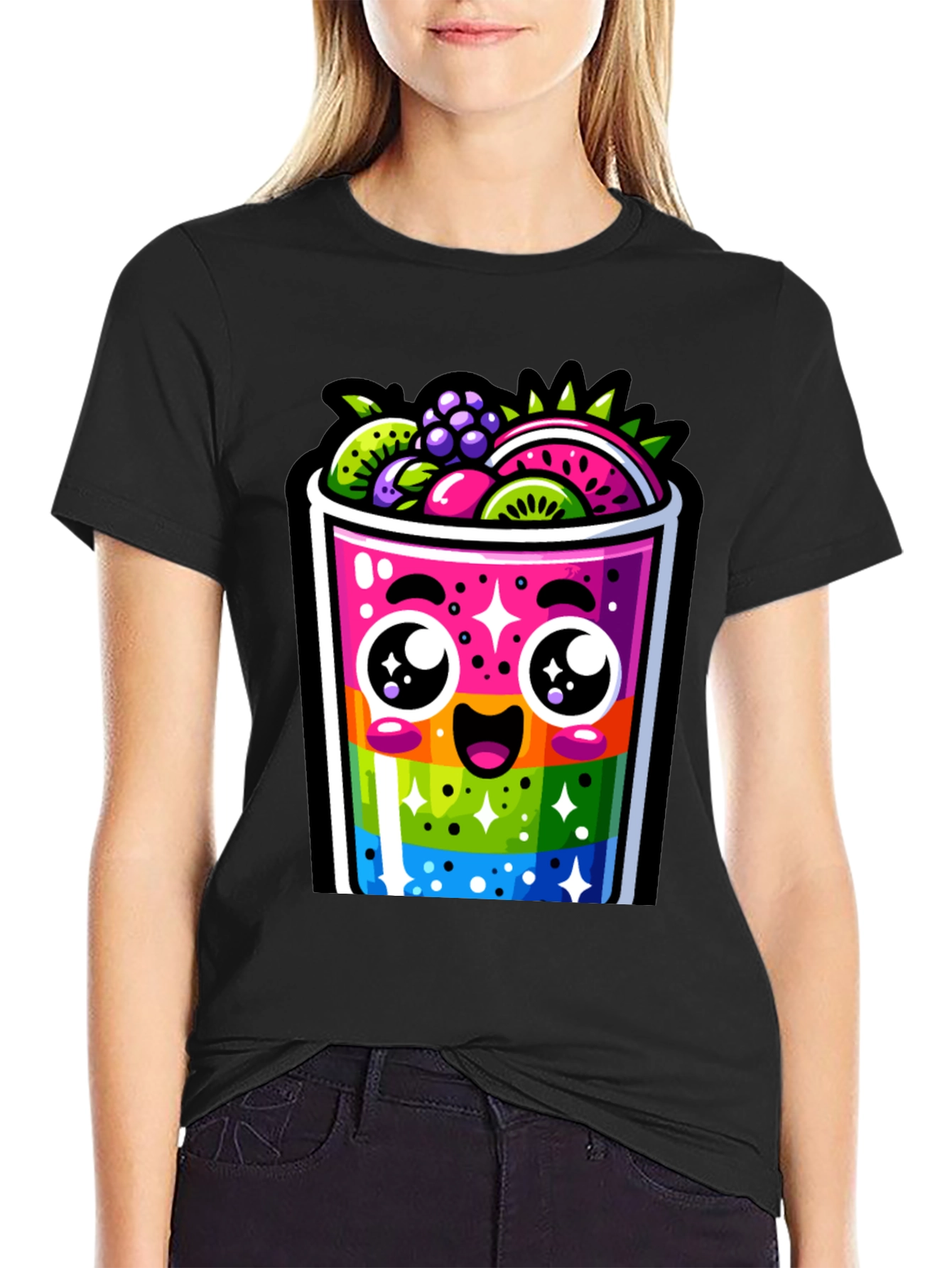 Kawaii Rainbow Fruit Smoothie T-Shirt