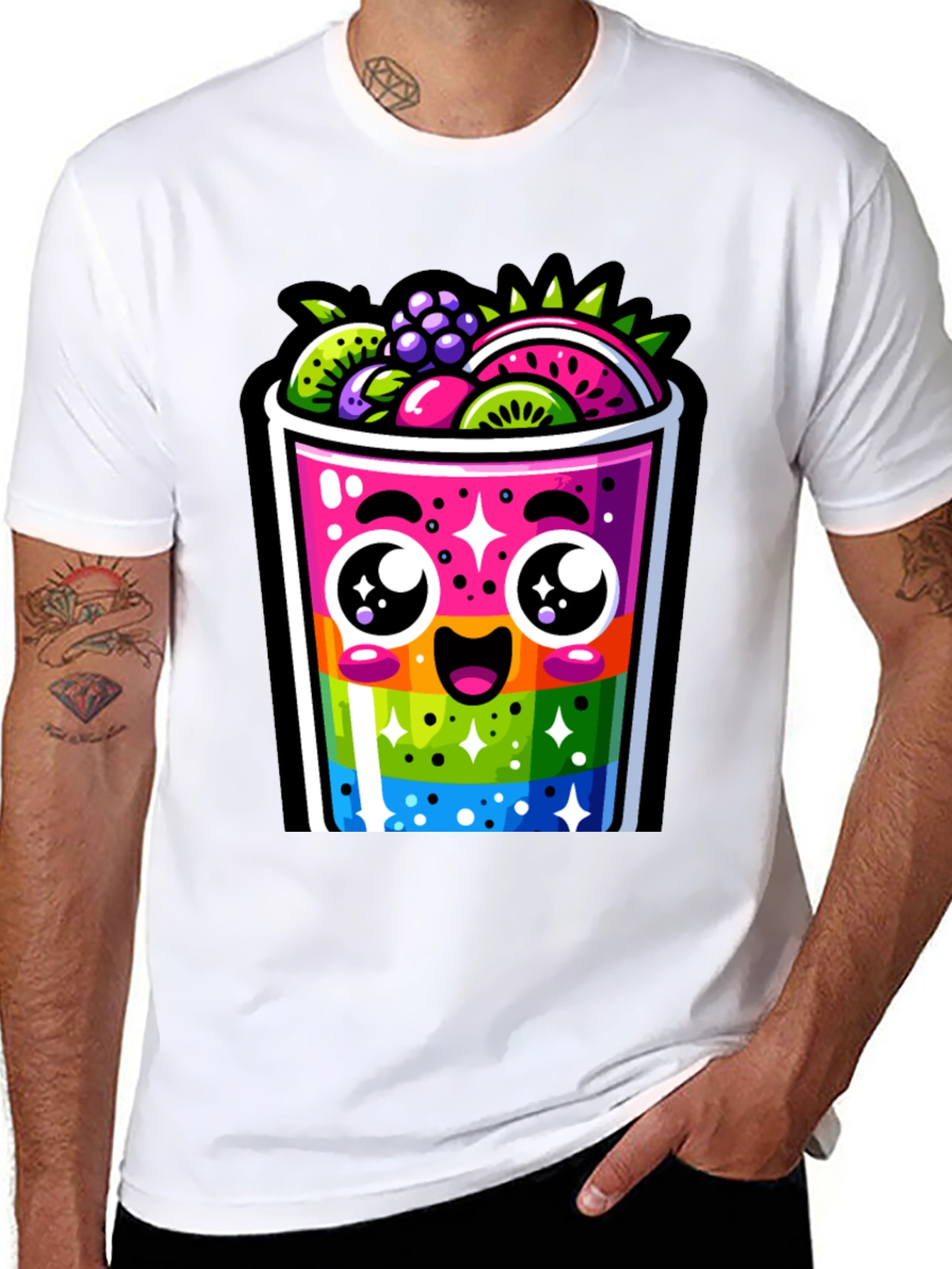 Kawaii Rainbow Fruit Smoothie T-Shirt