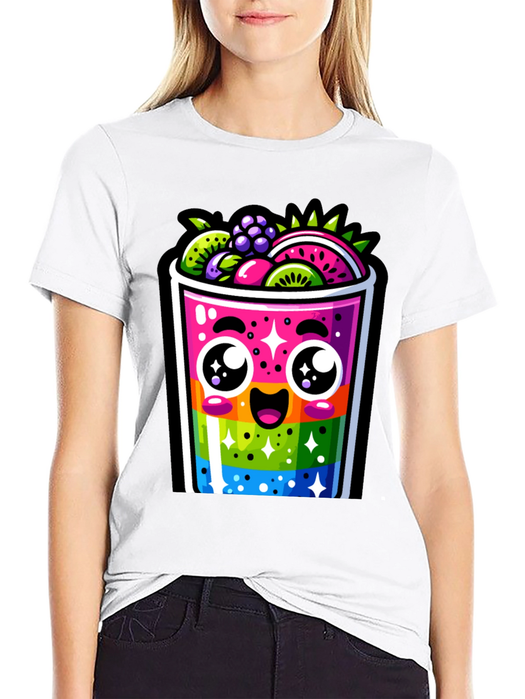Kawaii Rainbow Fruit Smoothie T-Shirt