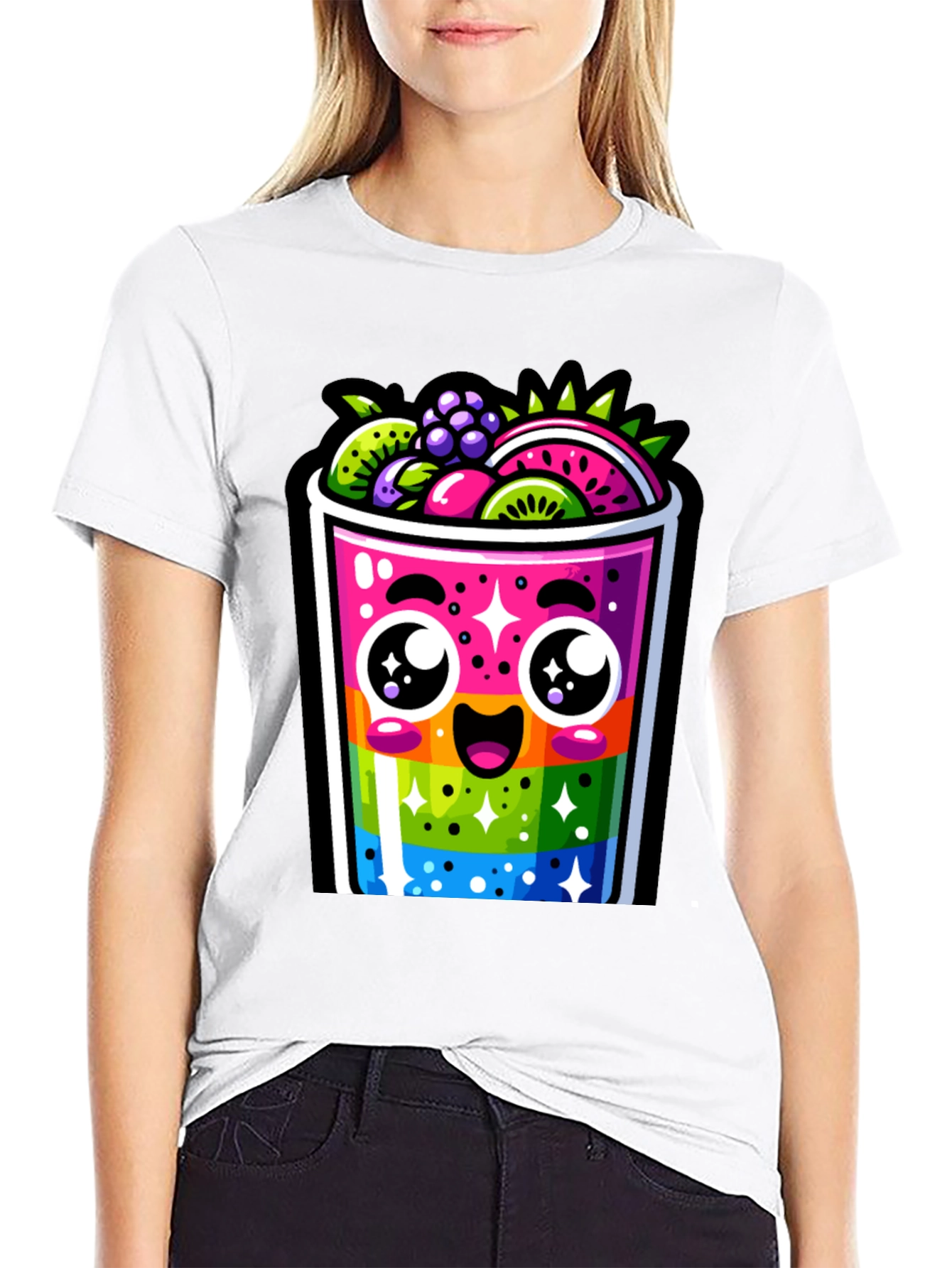Kawaii Rainbow Fruit Smoothie T-Shirt