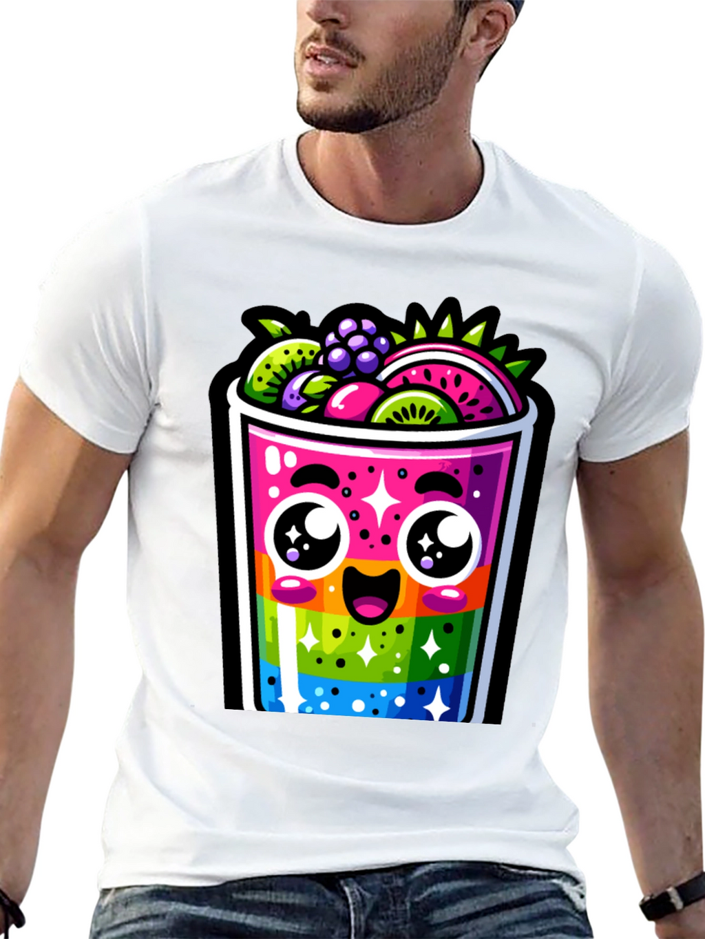 Kawaii Rainbow Fruit Smoothie T-Shirt
