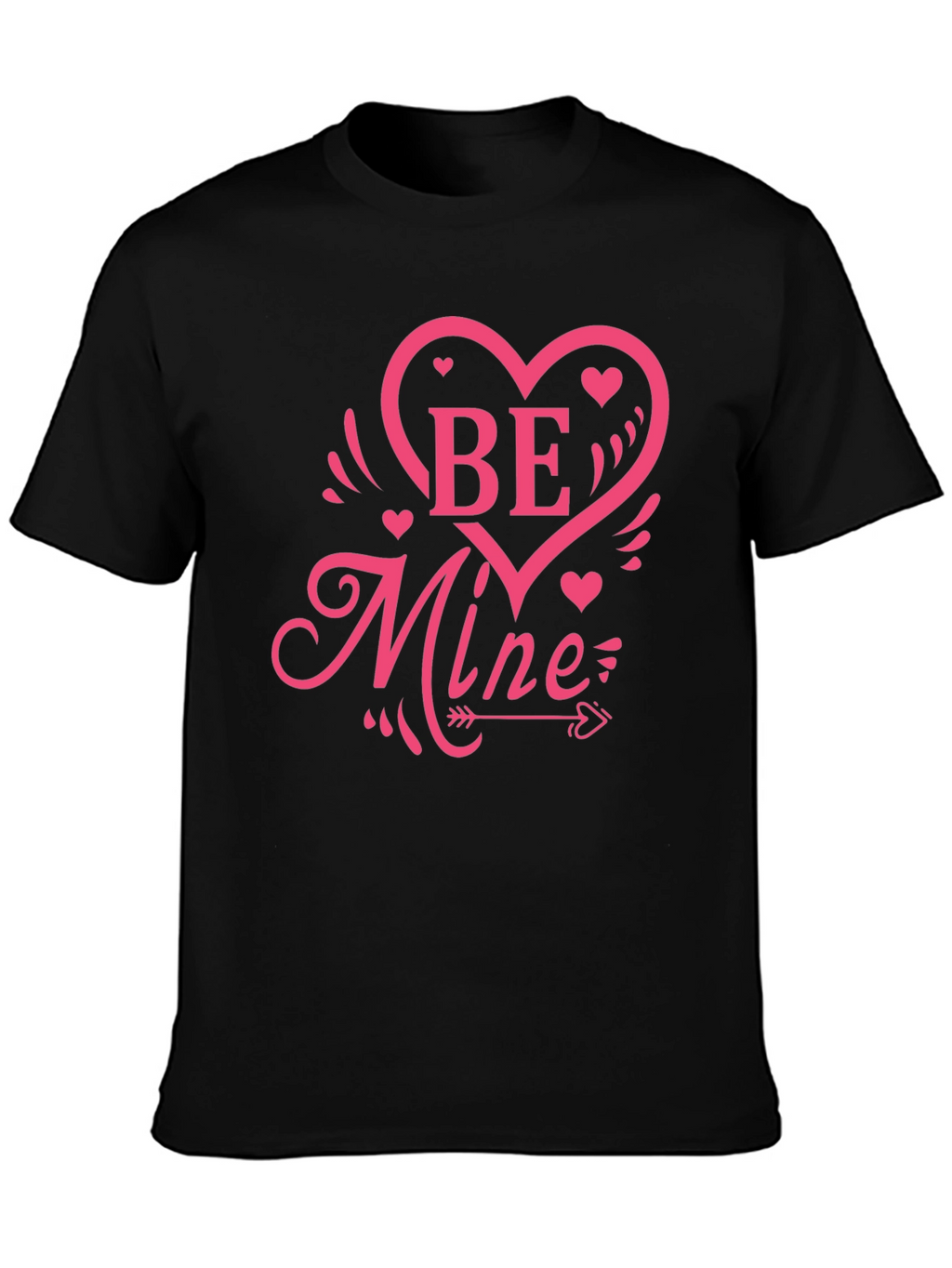 Be Mine Heart Graphic Black T-Shirt