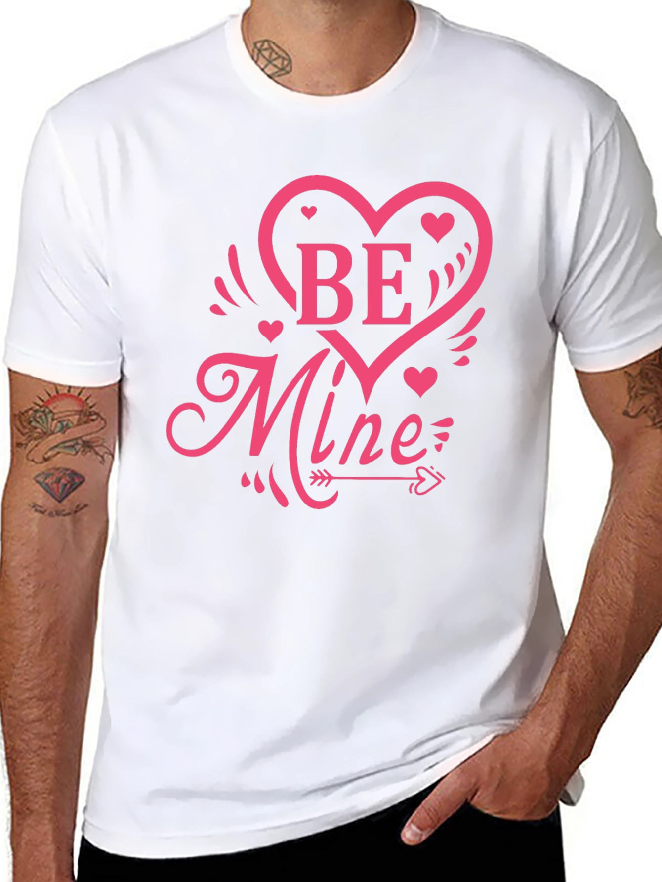 Be Mine Heart Graphic Black T-Shirt