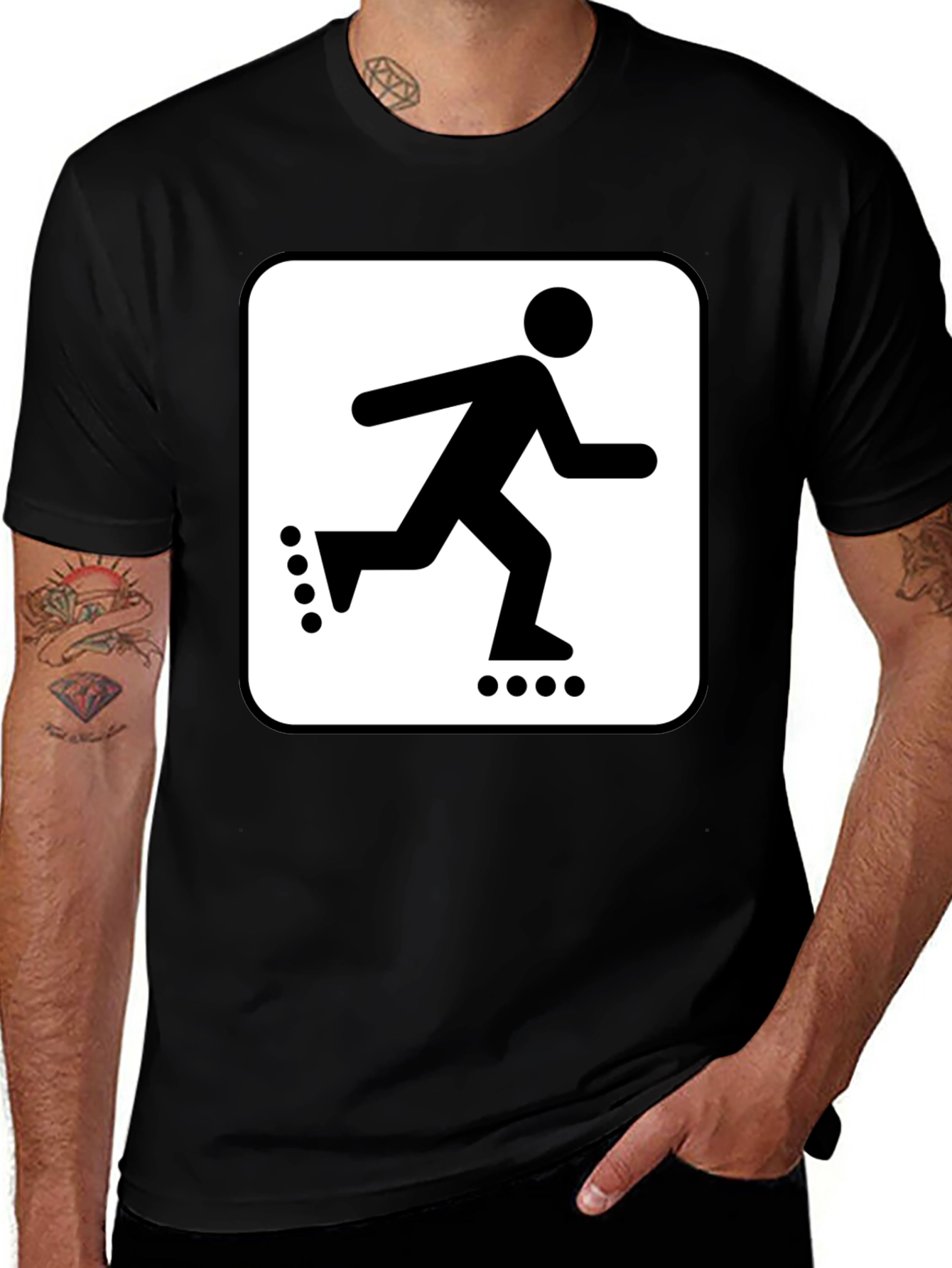 Roller Skate Graphic Tee - Black Cotton T-Shirt