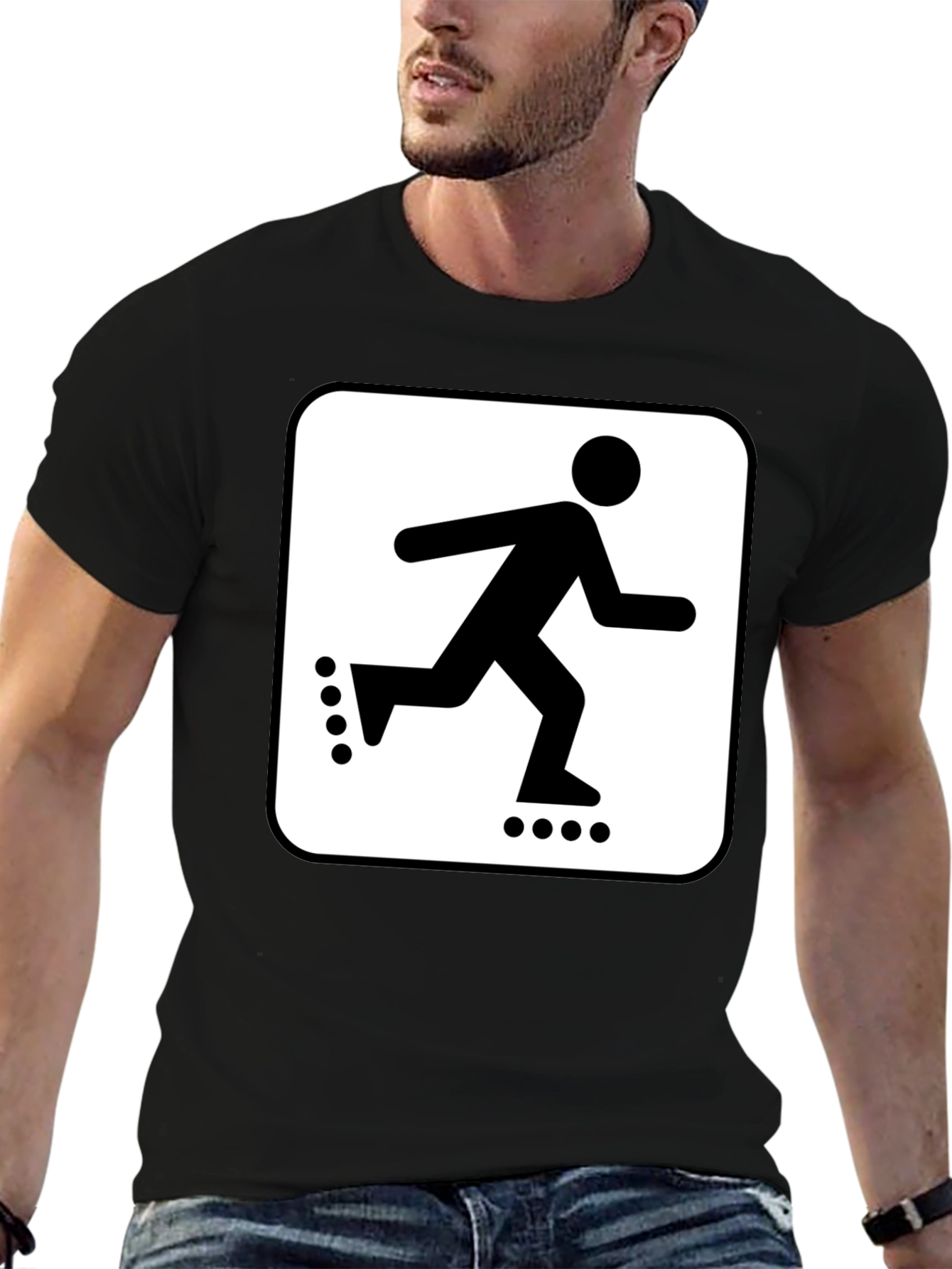 Roller Skate Graphic Tee - Black Cotton T-Shirt
