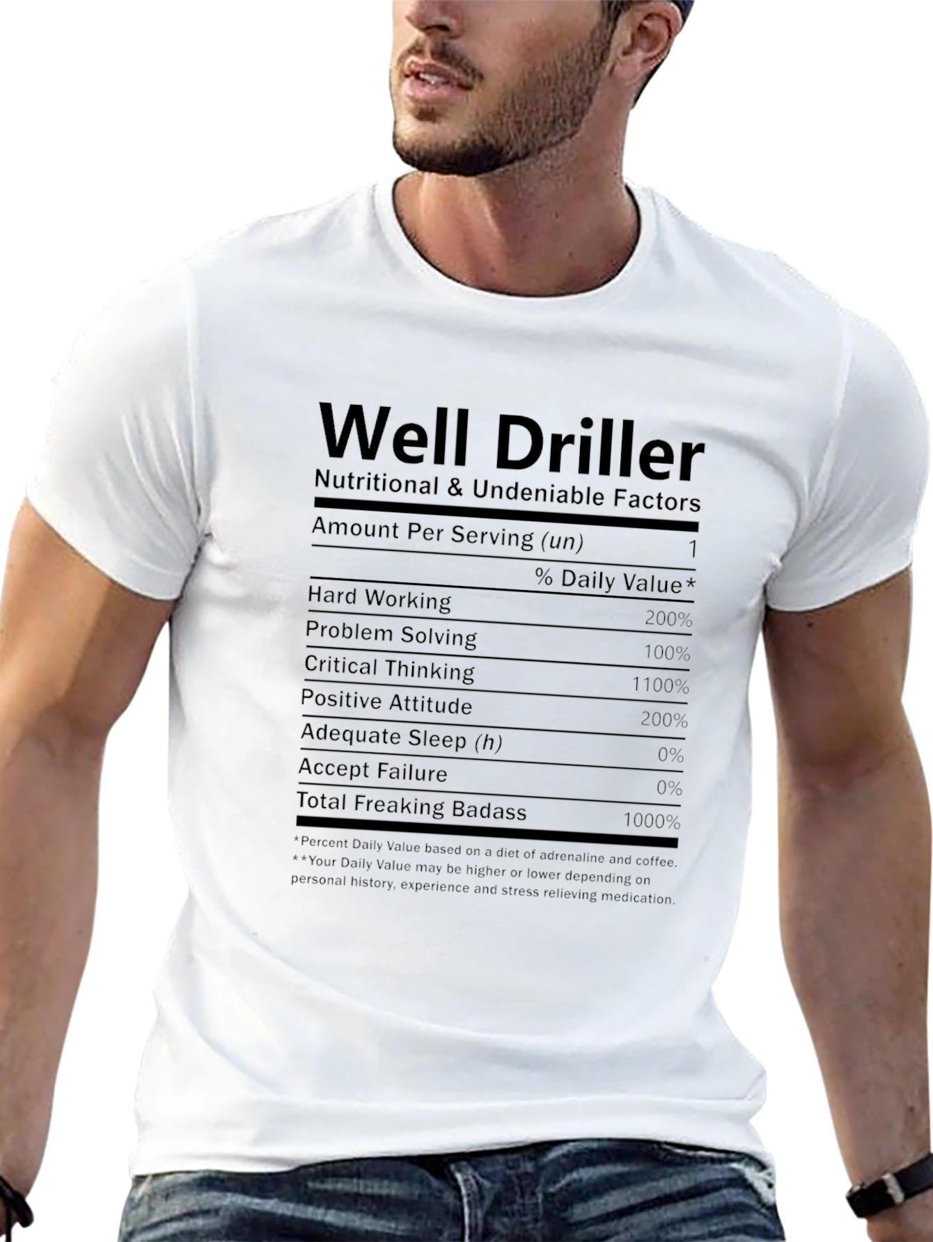Well Driller Nutritional Facts Black T-Shirt