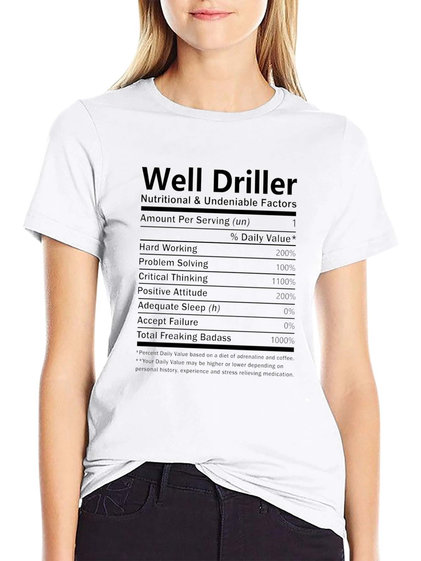 Well Driller Nutritional Facts Black T-Shirt