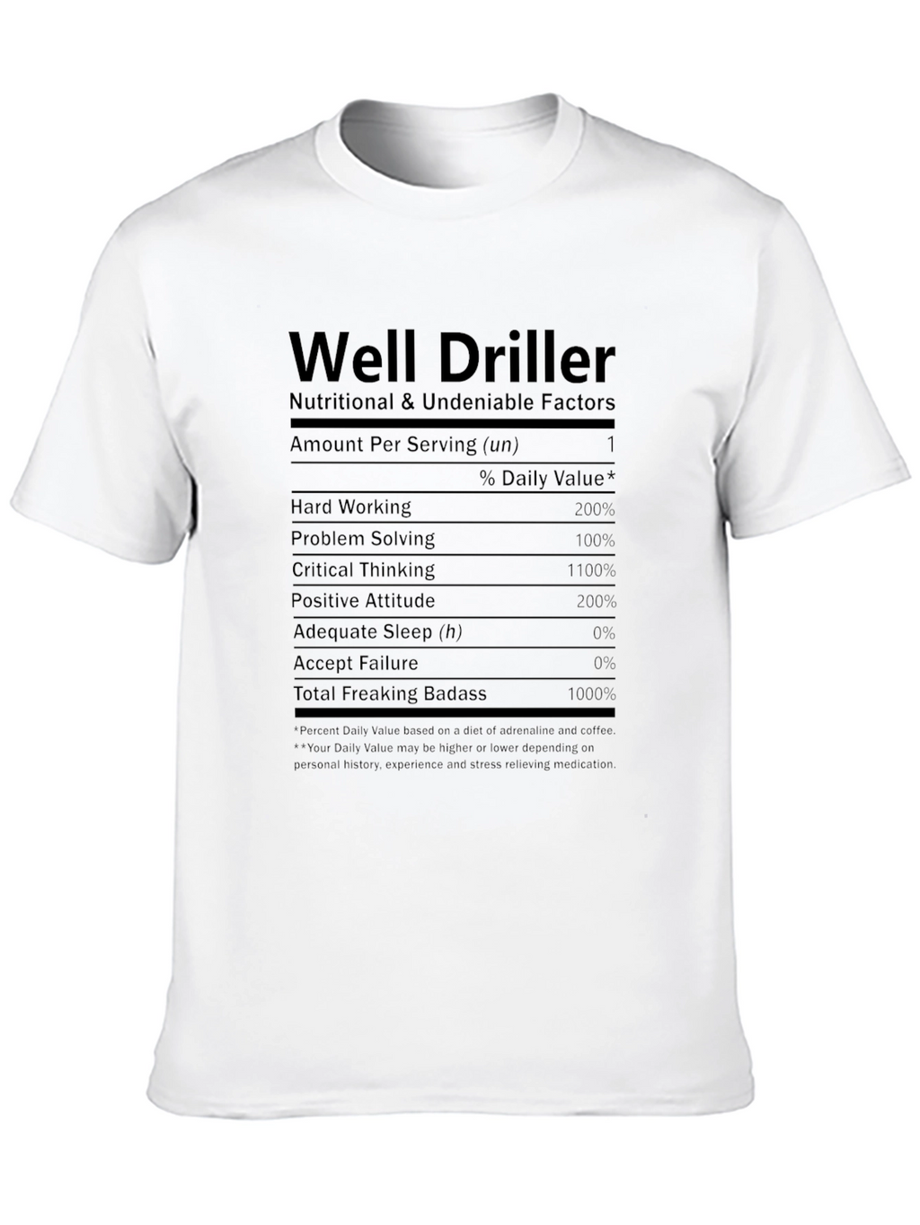 Well Driller Nutritional Facts Black T-Shirt