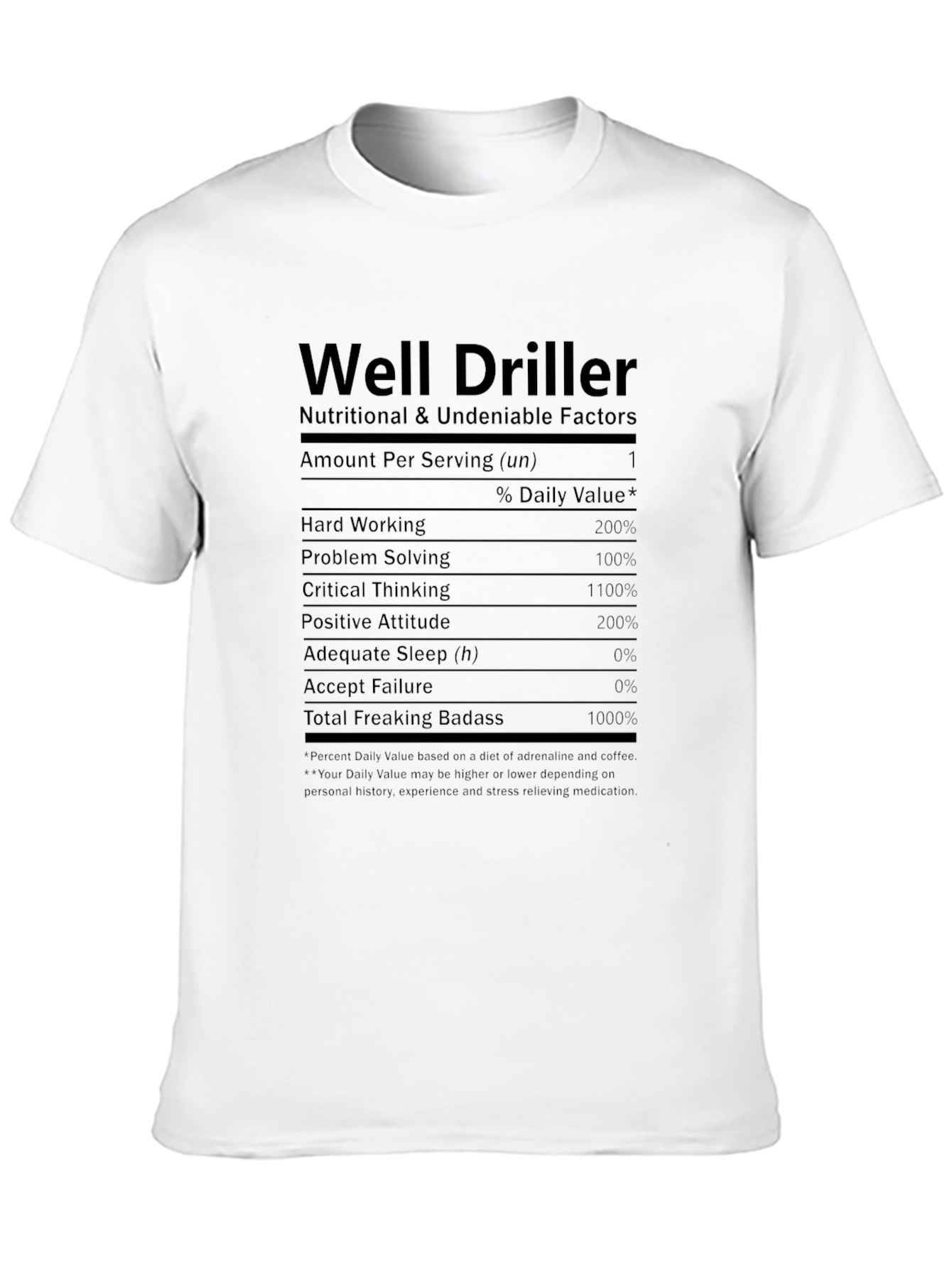 Well Driller Nutritional Facts Black T-Shirt