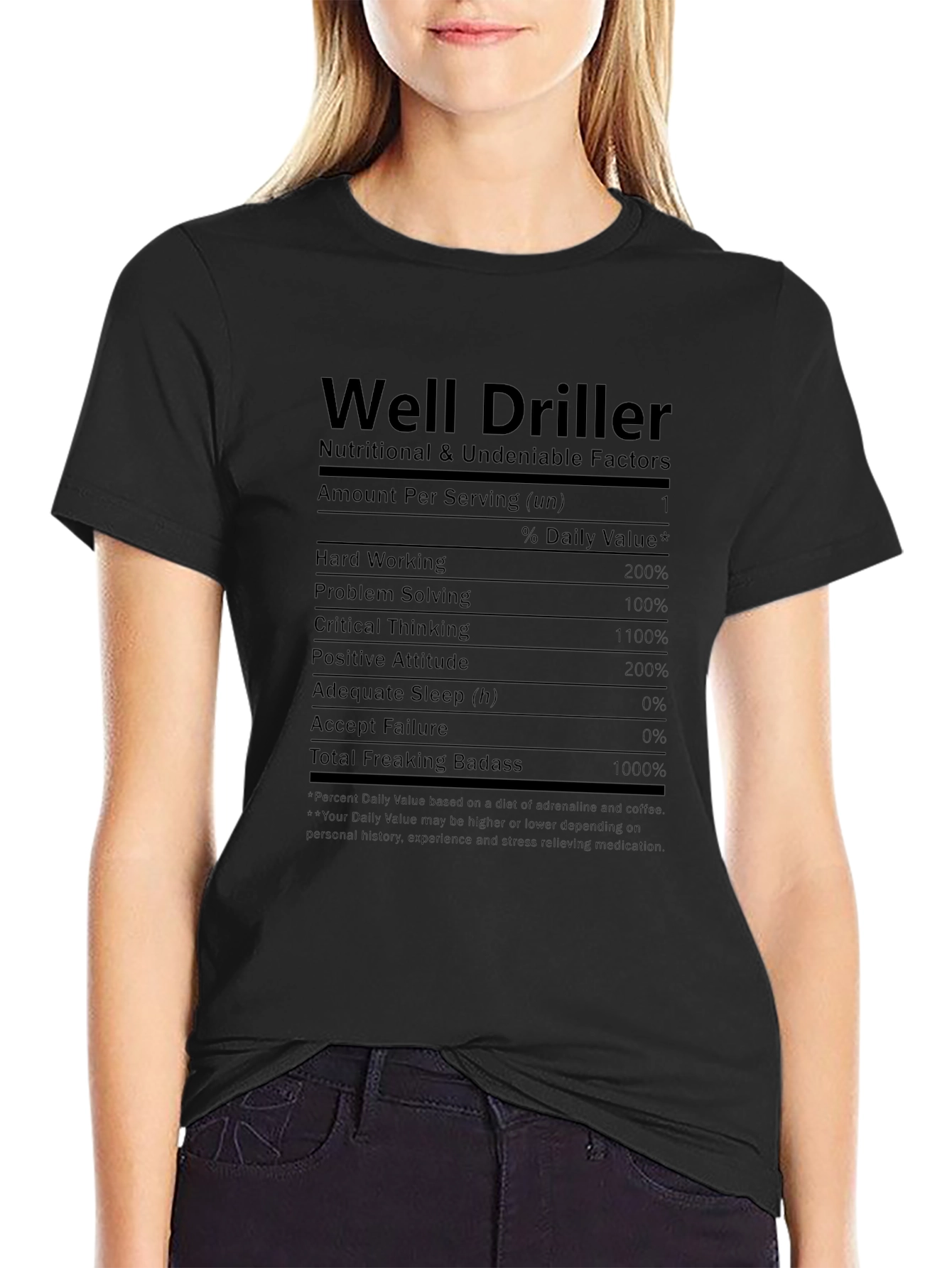 Well Driller Nutritional Facts Black T-Shirt