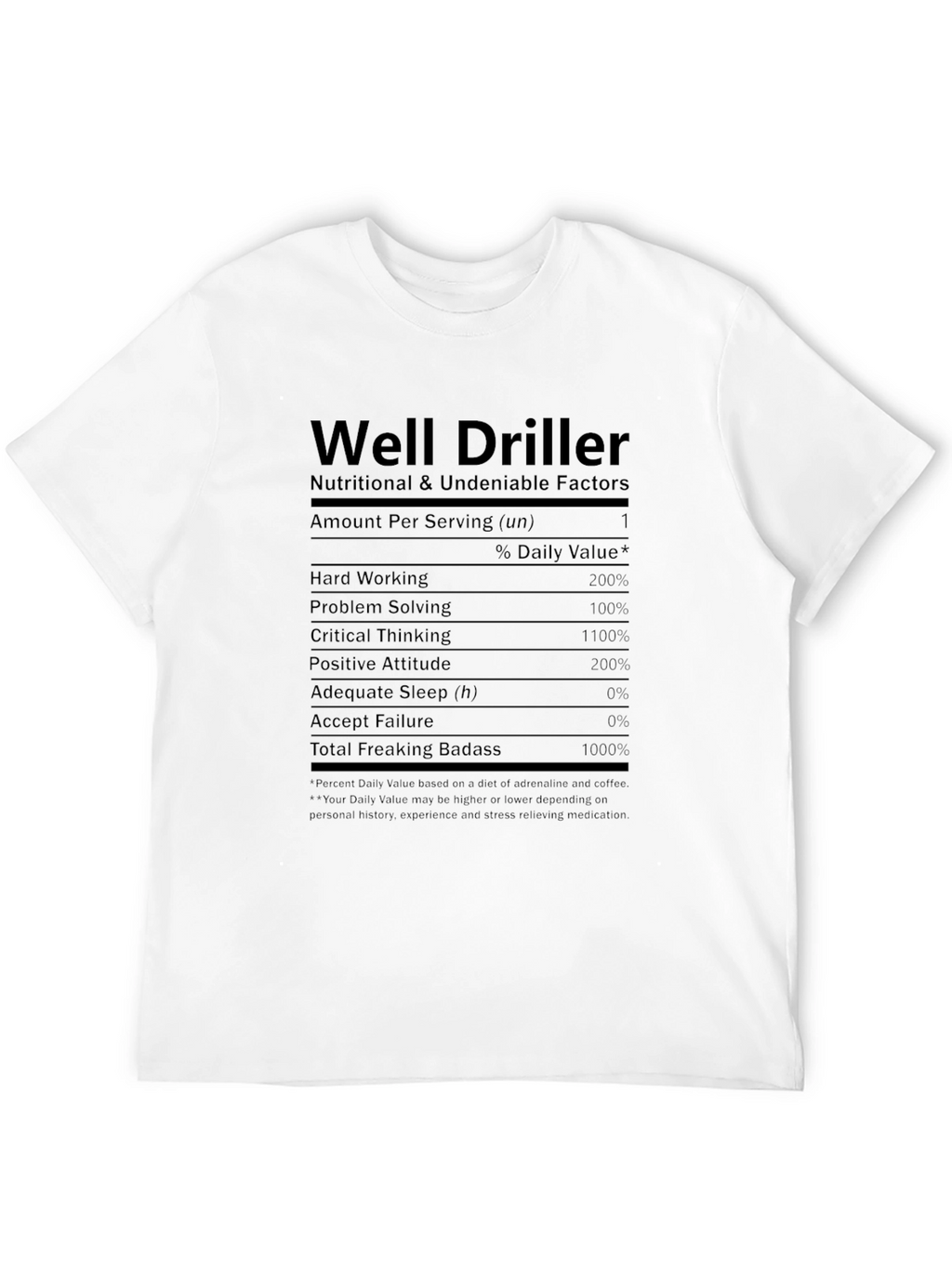 Well Driller Nutritional Facts Black T-Shirt