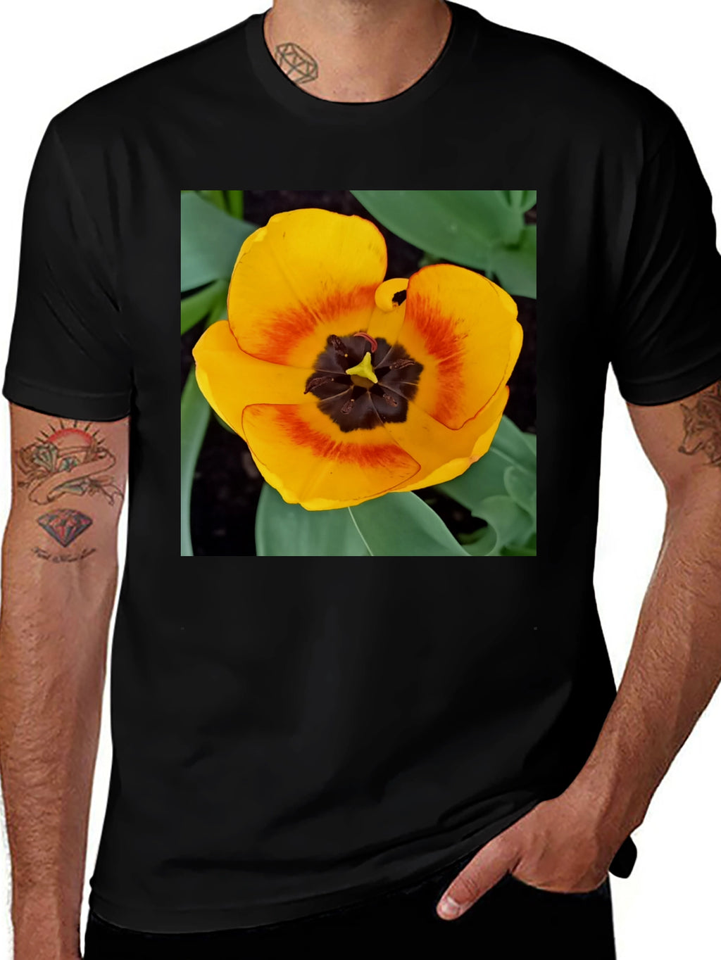 Yellow Tulip Graphic Tee - Floral Print Shirt