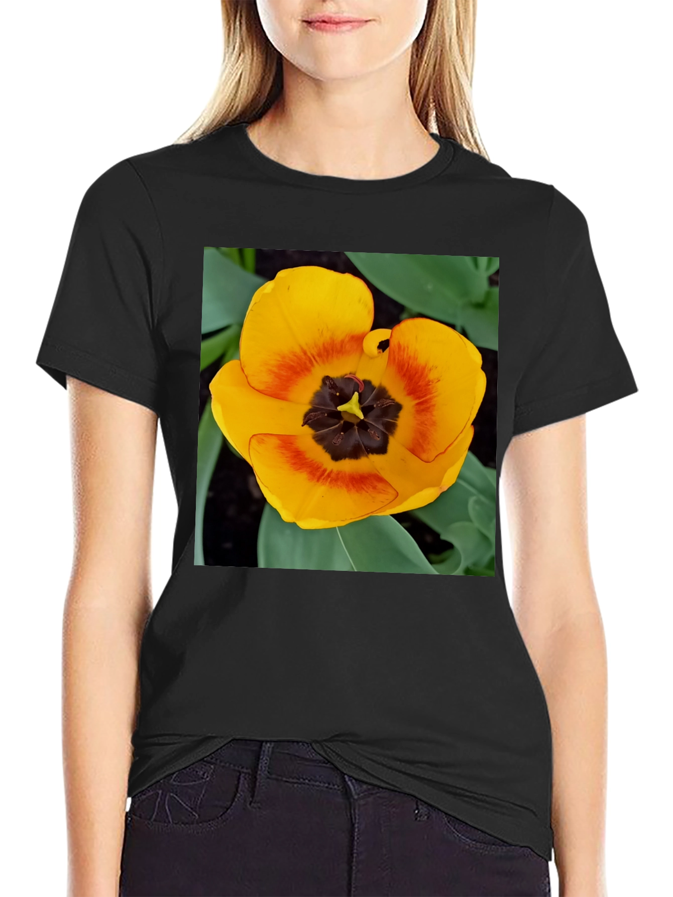 Yellow Tulip Graphic Tee - Floral Print Shirt