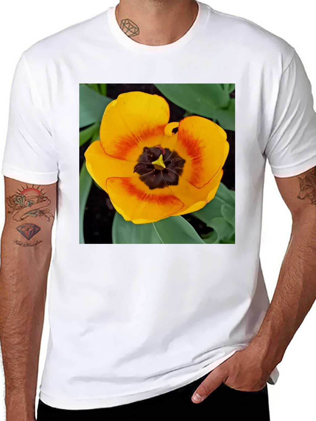 Yellow Tulip Graphic Tee - Floral Print Shirt