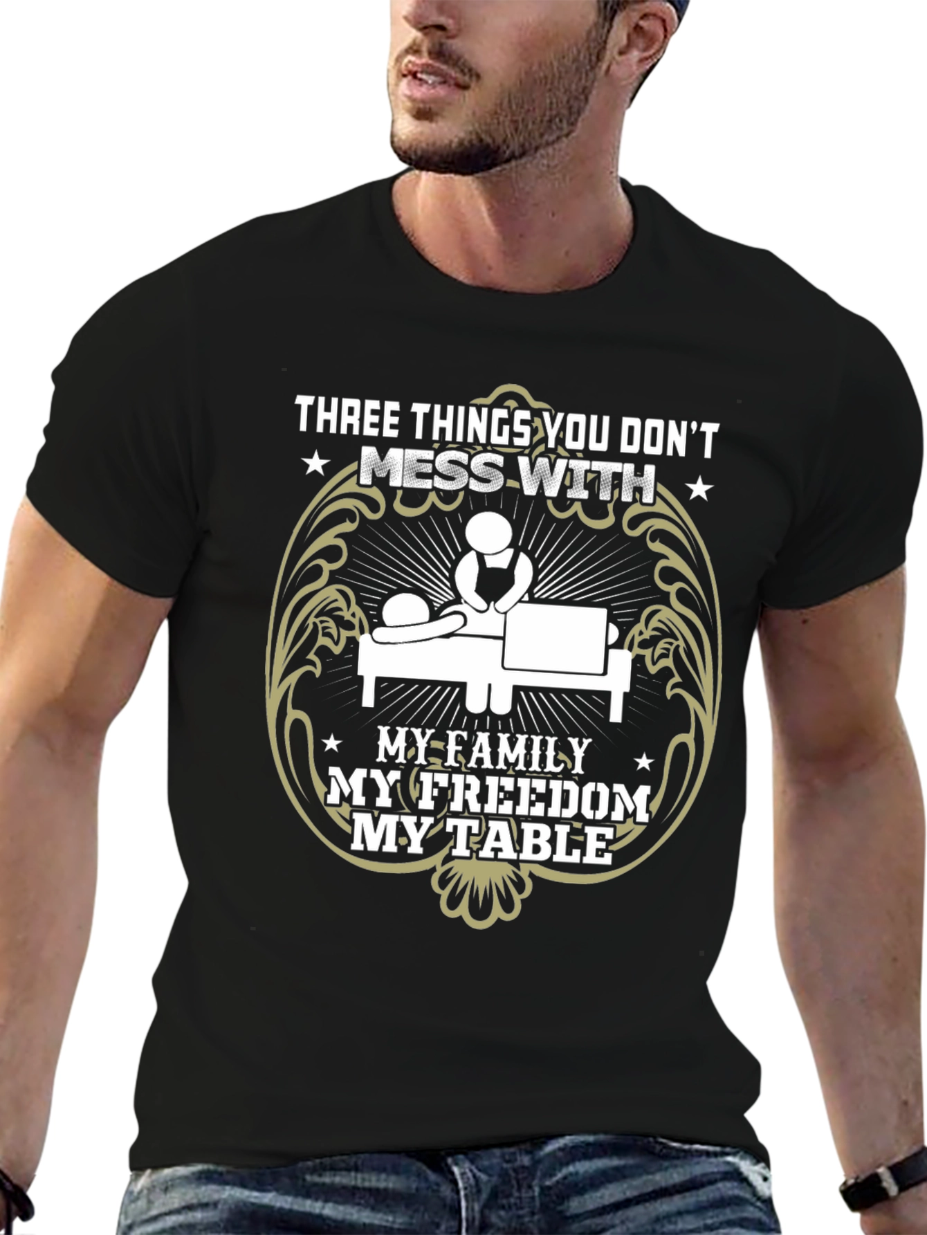 Dont Mess With My Family Freedom Table Black Tee