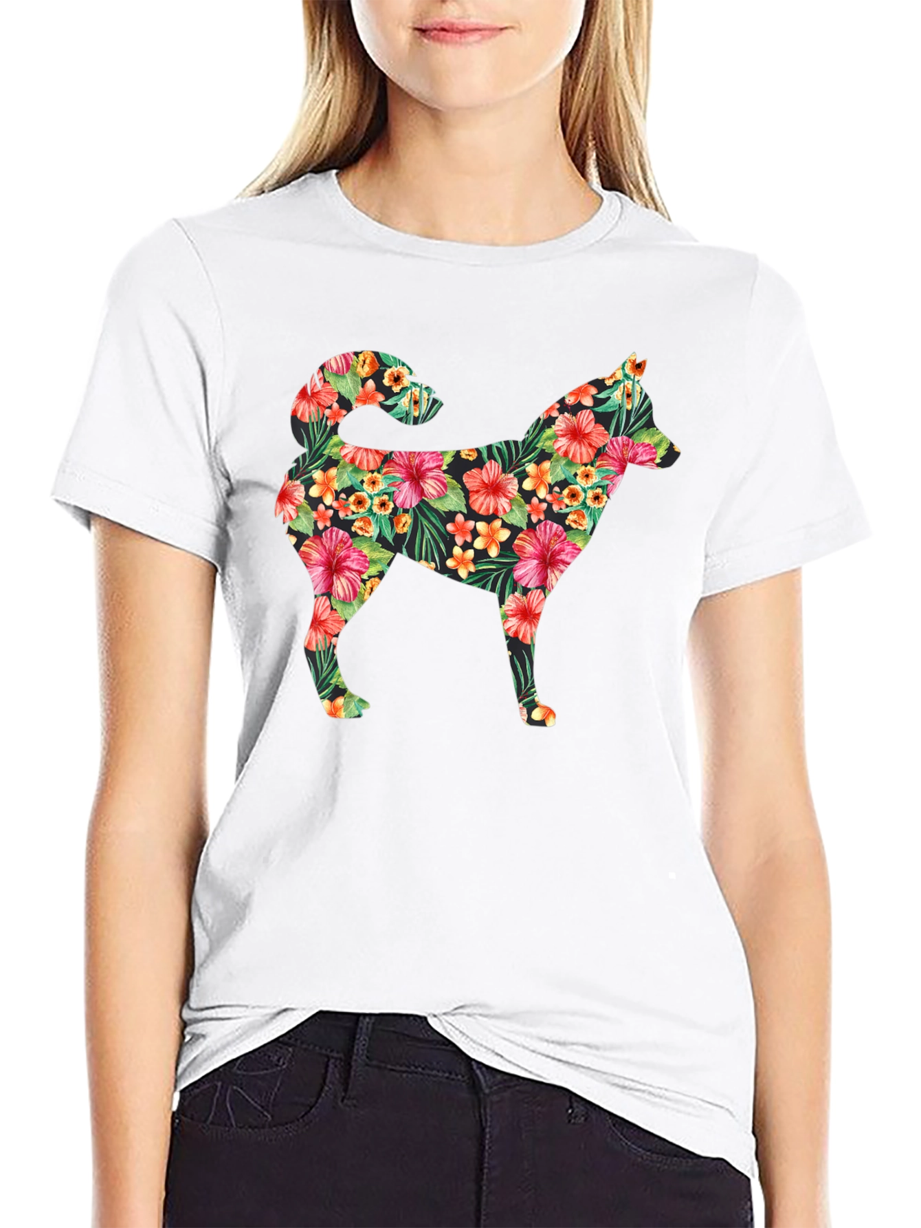 Floral Dog T-Shirt - Tropical Pet Lover Tee