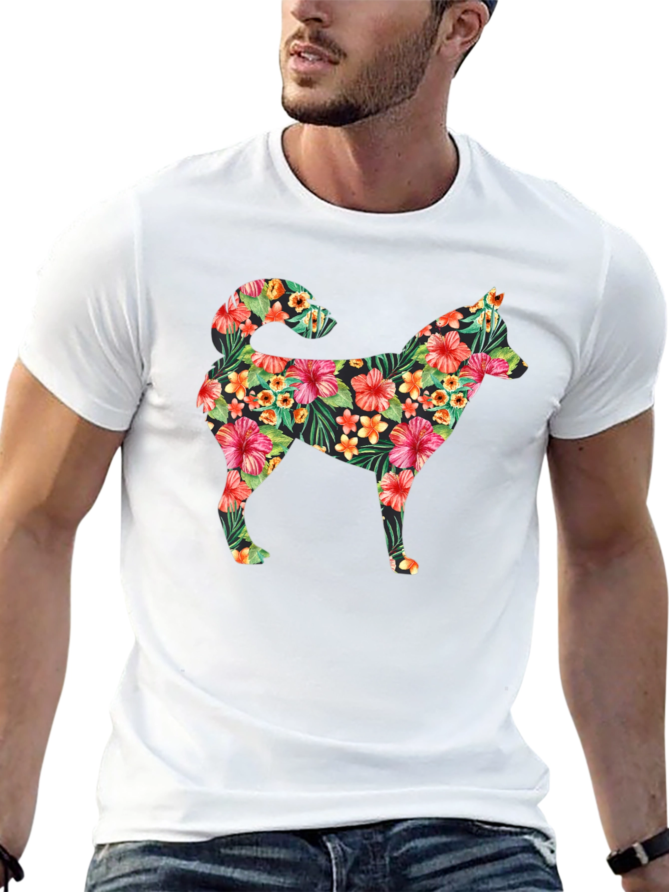 Floral Dog T-Shirt - Tropical Pet Lover Tee