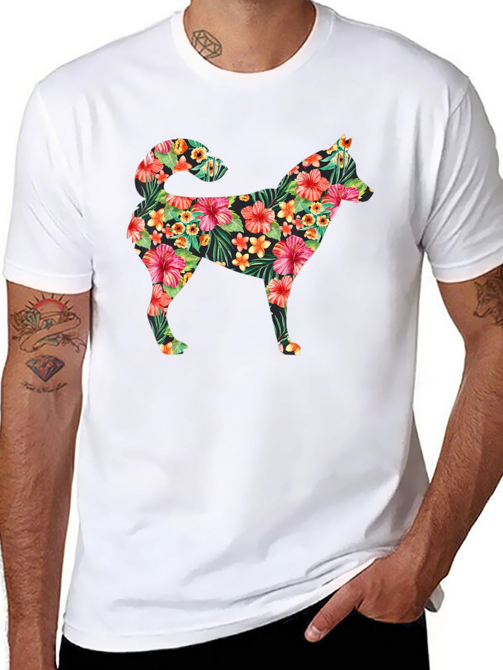 Floral Dog T-Shirt - Tropical Pet Lover Tee