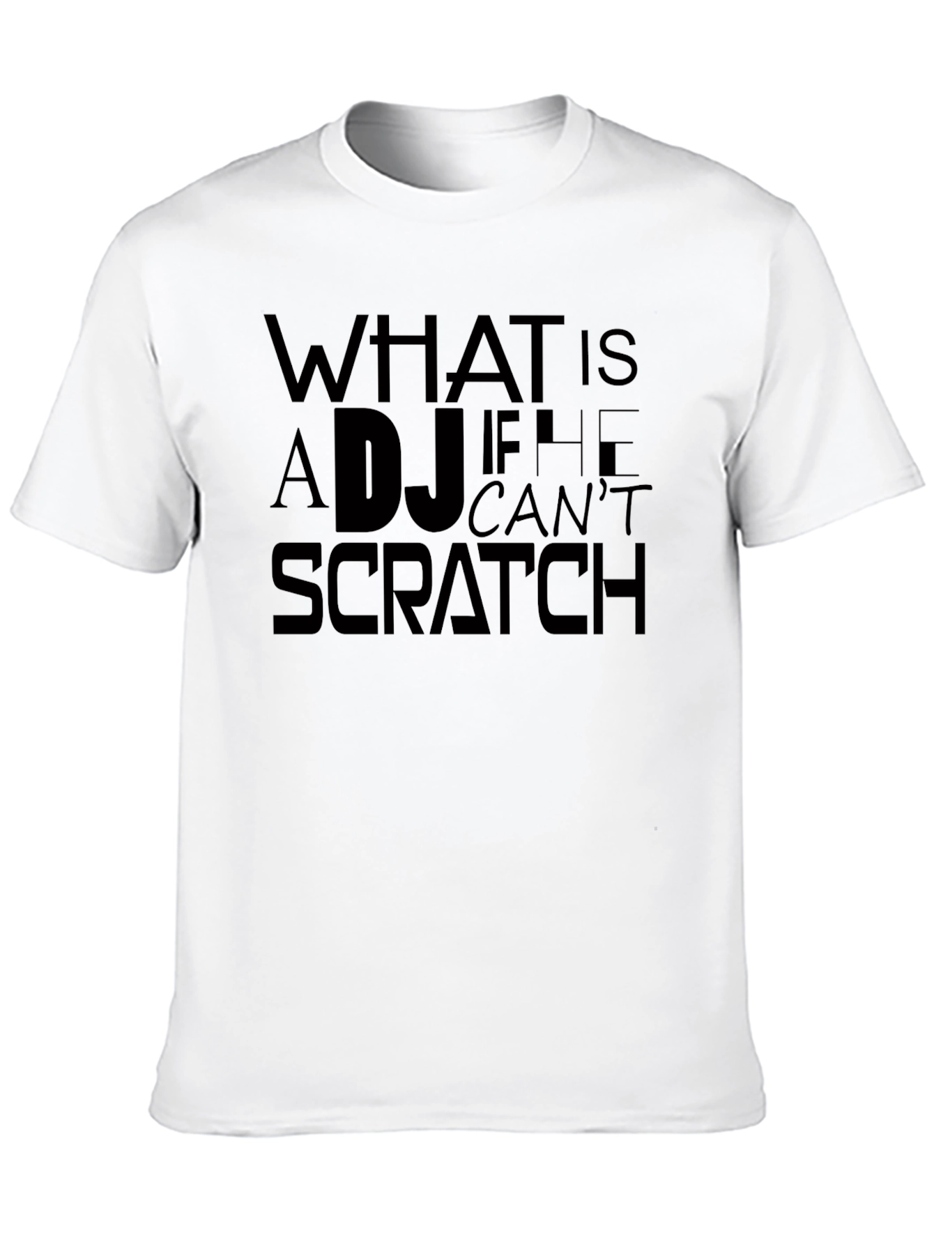 DJ Scratch Graphic Tee - Black Crew Neck T-Shirt