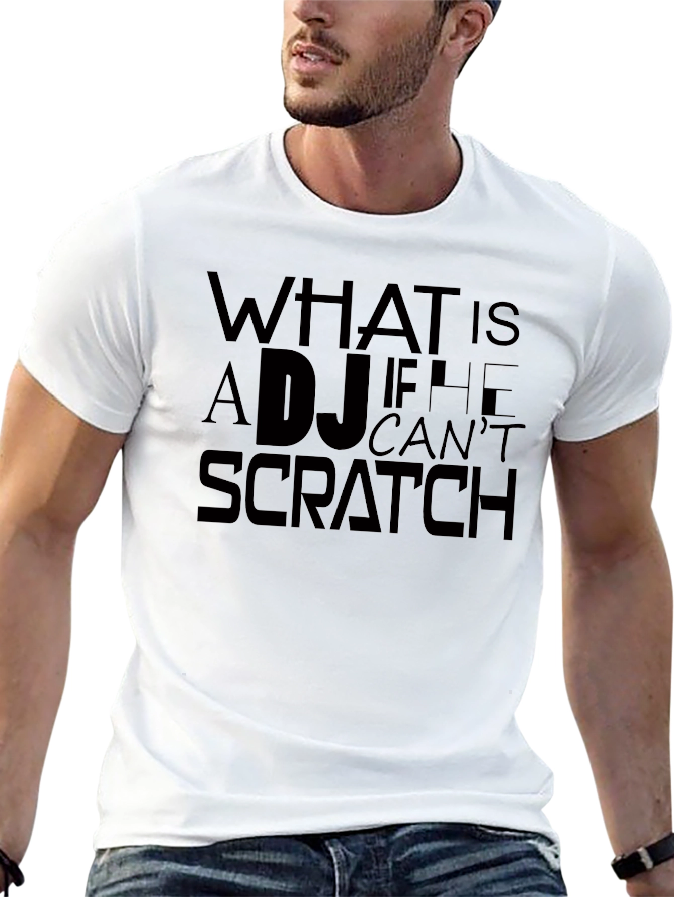 DJ Scratch Graphic Tee - Black Crew Neck T-Shirt