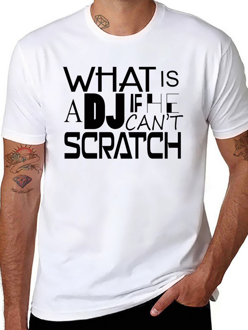 DJ Scratch Graphic Tee - Black Crew Neck T-Shirt