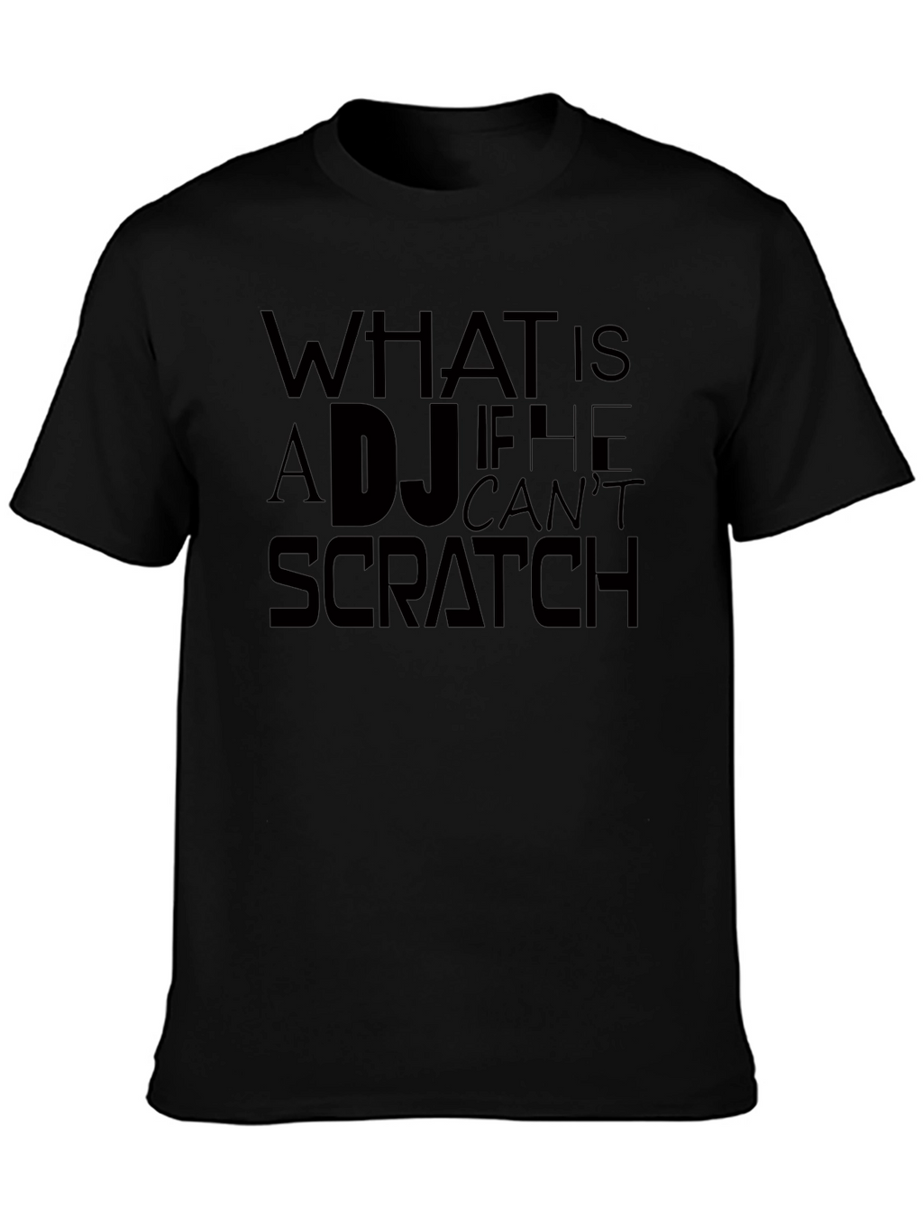 DJ Scratch Graphic Tee - Black Crew Neck T-Shirt