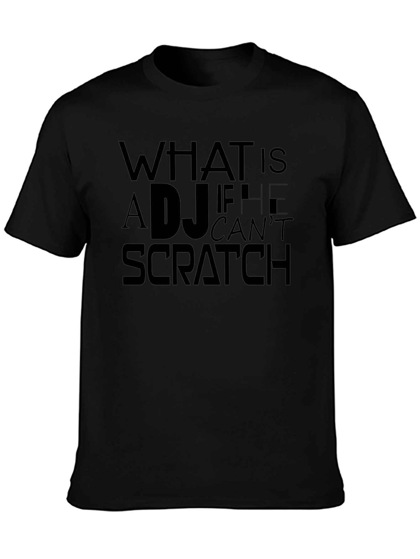 DJ Scratch Graphic Tee - Black Crew Neck T-Shirt