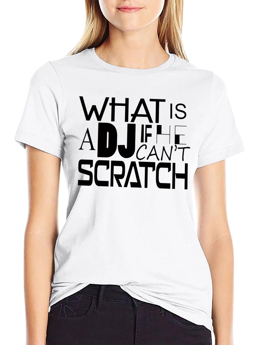 DJ Scratch Graphic Tee - Black Crew Neck T-Shirt