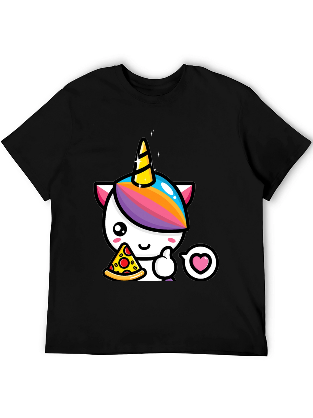 Unicorn Pizza Lover Black T-Shirt