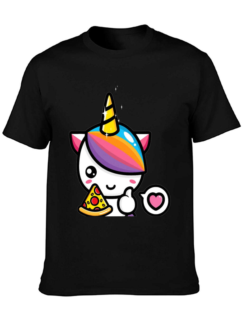Unicorn Pizza Lover Black T-Shirt