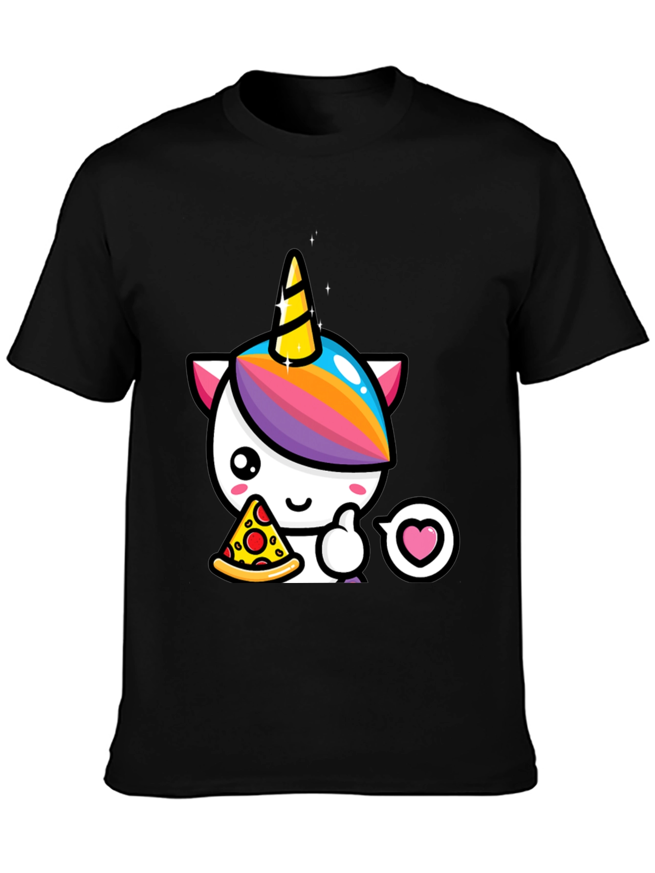 Unicorn Pizza Lover Black T-Shirt