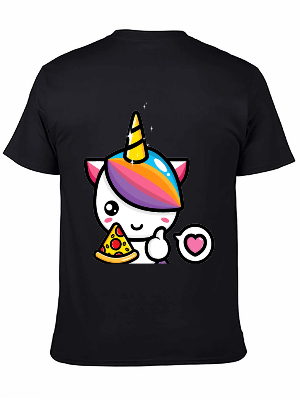 Unicorn Pizza Lover Black T-Shirt