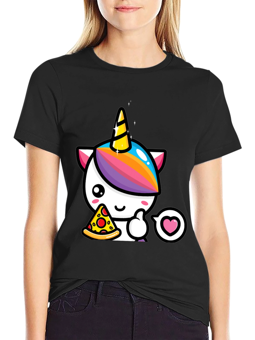 Unicorn Pizza Lover Black T-Shirt